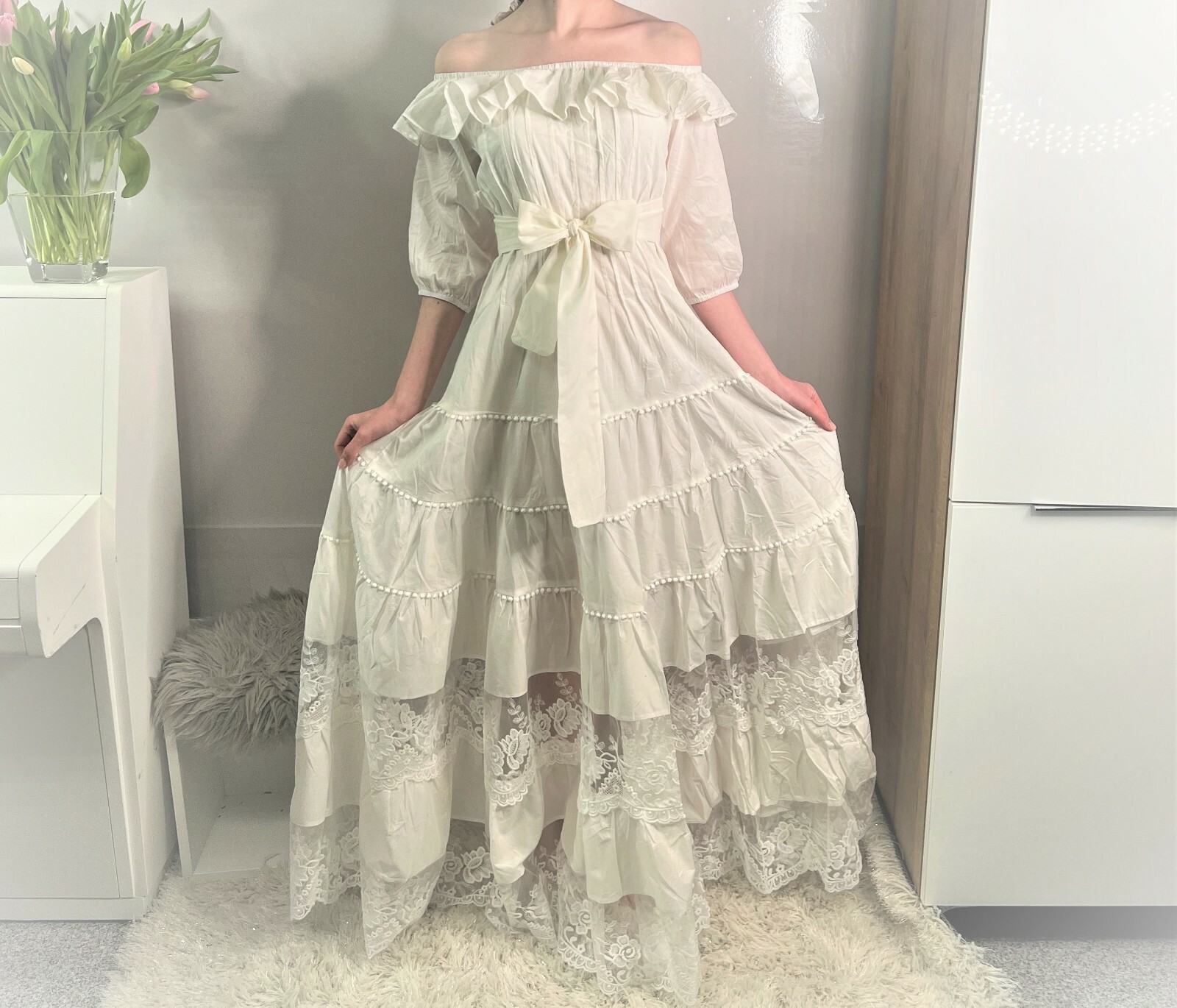Dress long wedding dress lace sundress beach dress high quality white