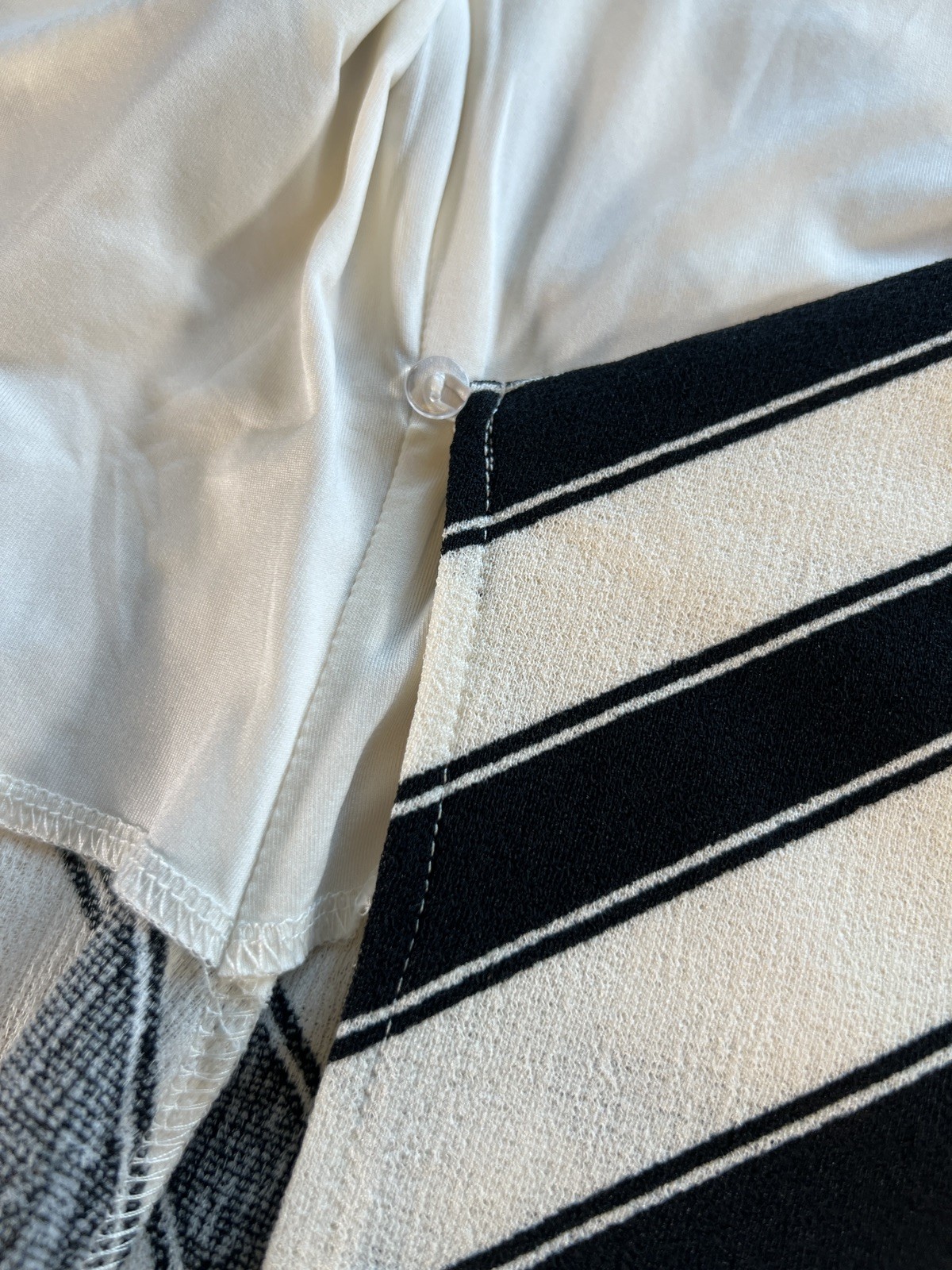 H&M Black & Cream Striped Sleeveless Wrap Midi Dress Size Small