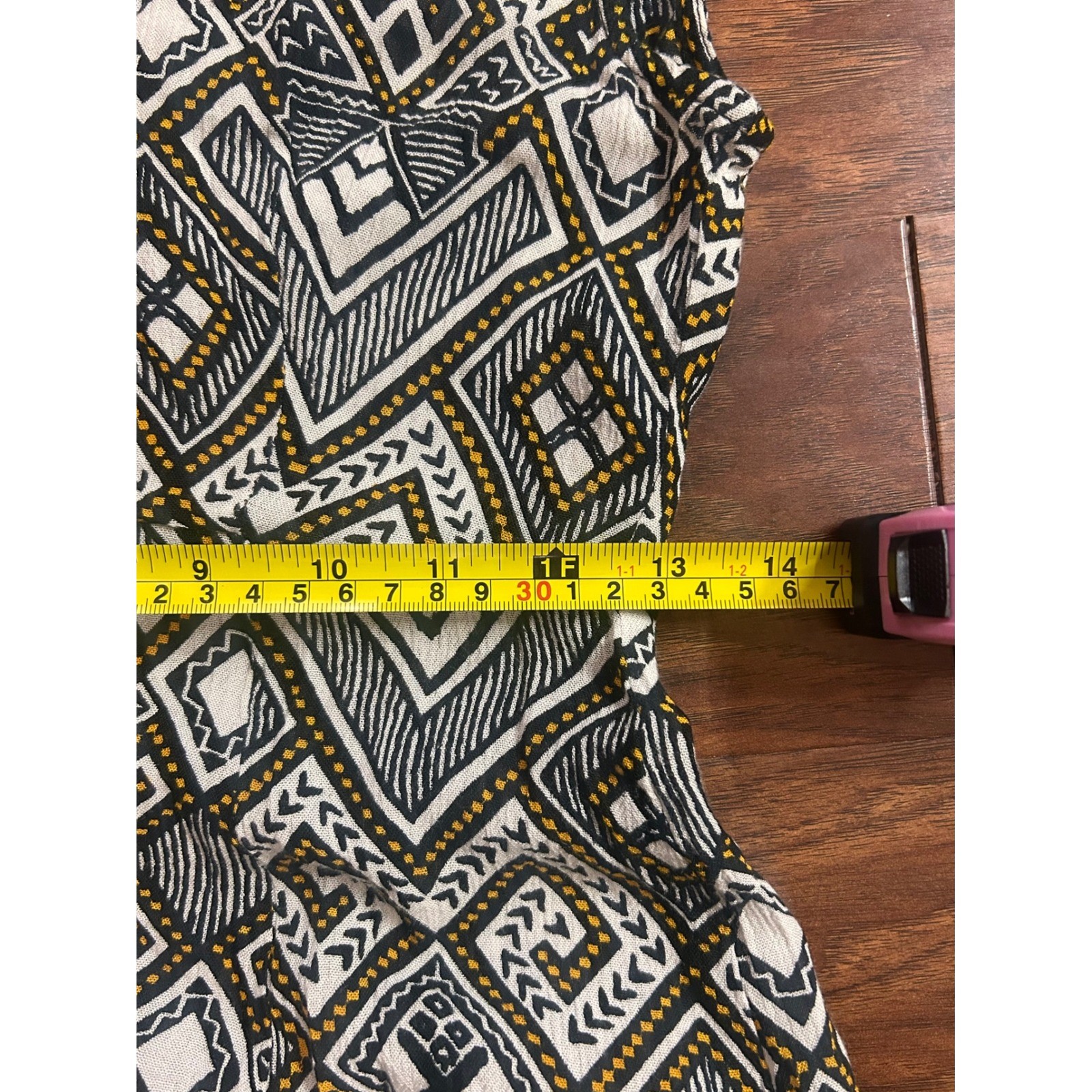 Boho Geo Chic Flowy Maxi Dress Women’s Small Modern Tribal Print