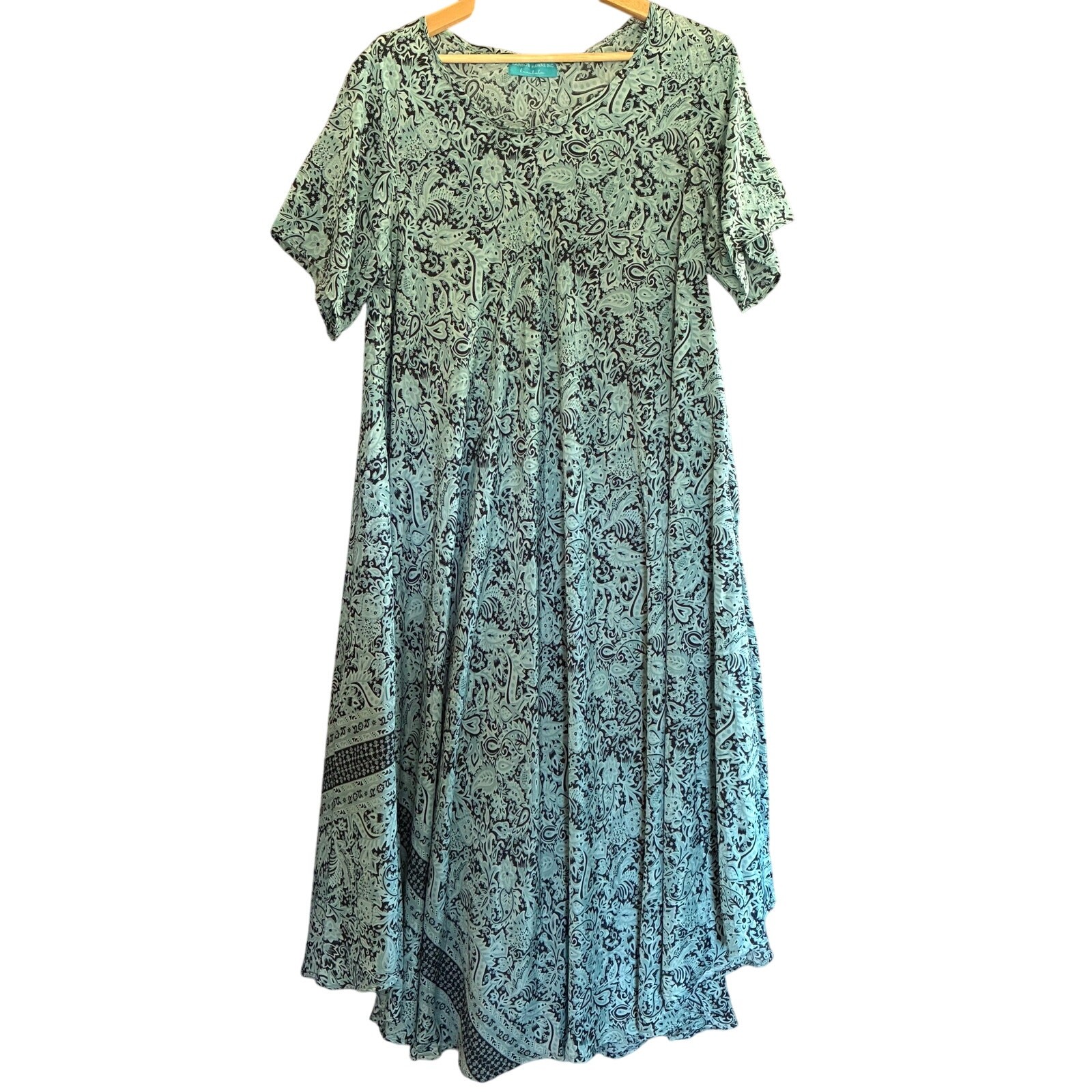 Rainbow Hawaii Inc Dress Silk Blend Patterned Hawaiian Kaftan Oversized Vacation