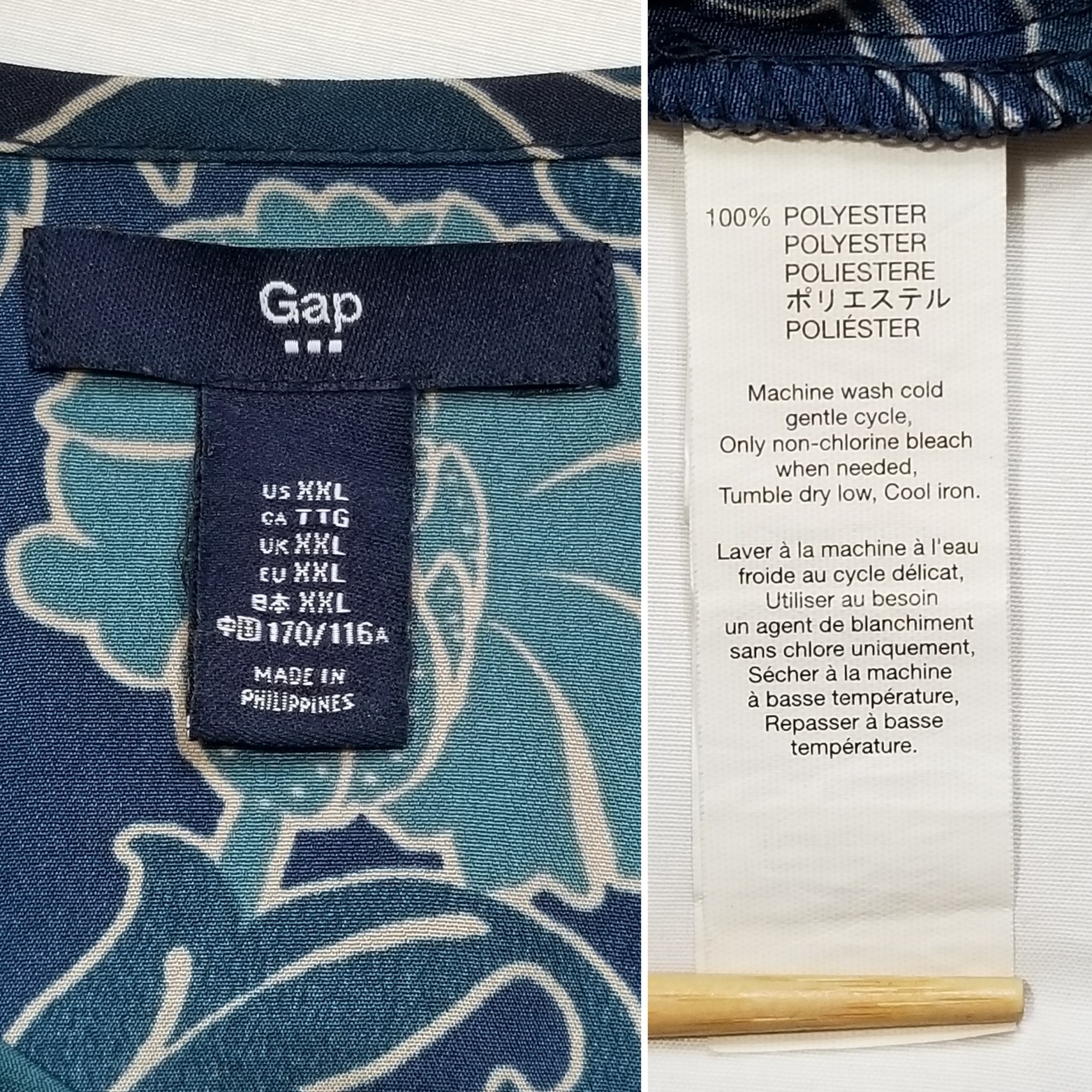 Gap Women XXL Multicolor Shift Dress Floral 3/4 Raglan Sleeve Drop Waist Keyhole