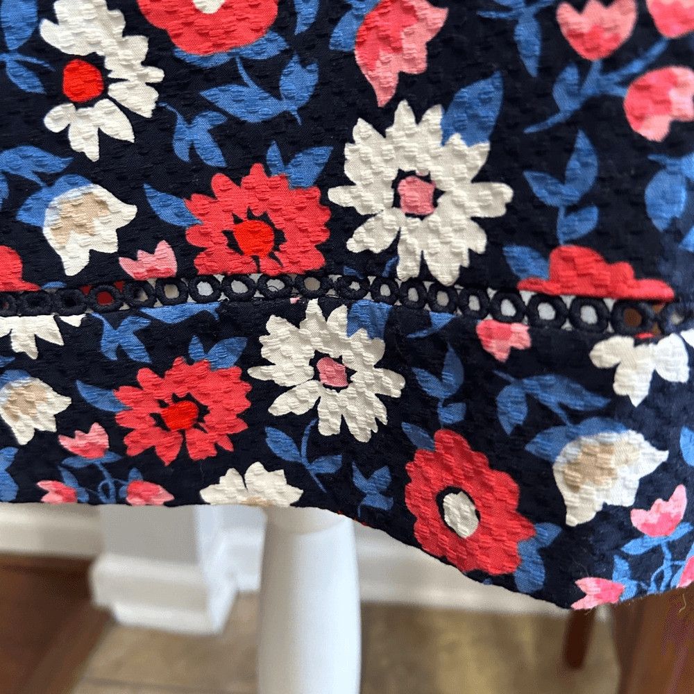 Kate Spade Blue and Red Sleeveless V-Neck Sheath