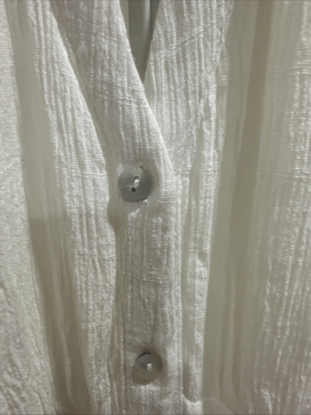 Knox Rose Boho Dress White Eyelet Puff Sleeves & Hem Button Down Pockets Lined M