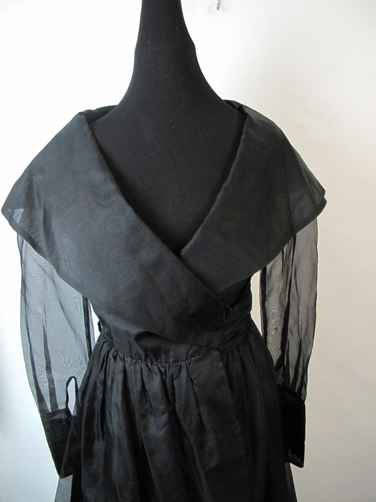 A.B.S Evening Collection Sheer Long Sleeve Wrap Around Top Black Sz 8 Silk Dress