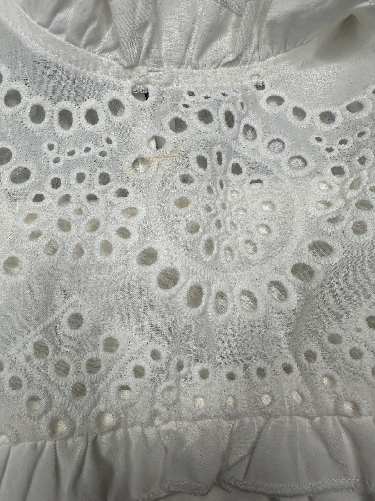 PINCH Womens Medium White Eyelet Embroidered Tiered Mini Dress Flutter Sleeve