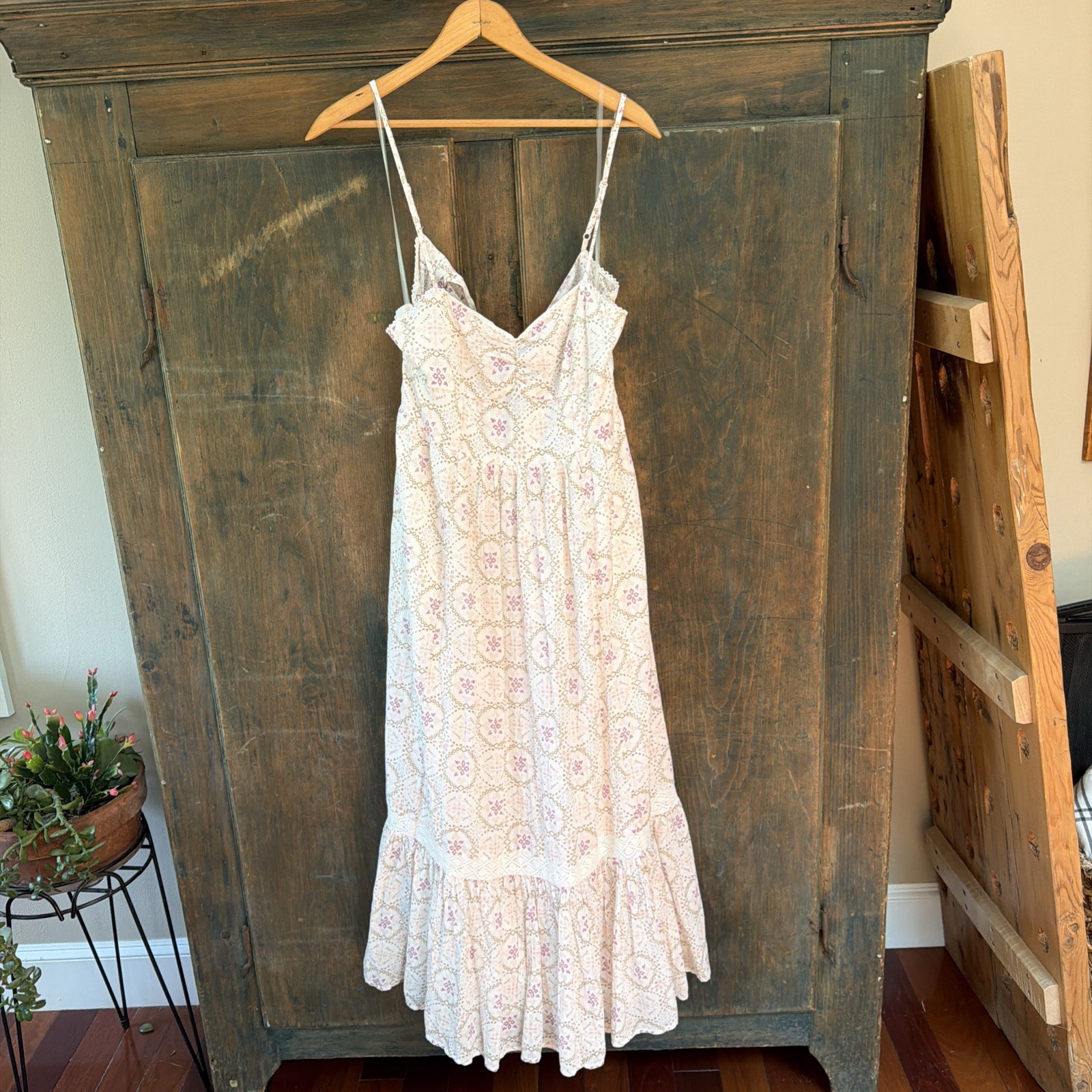 American Eagle Pink/ Purple Boho Maxi Dress M Tall Festival NWT geo block print
