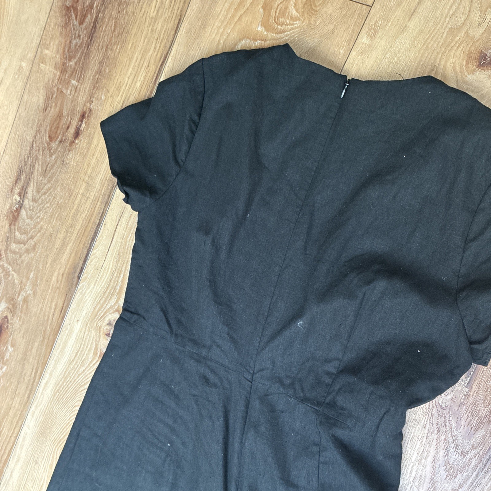 Madewell Linen Blend Button-Wrap Midi Dress, Black, size 8