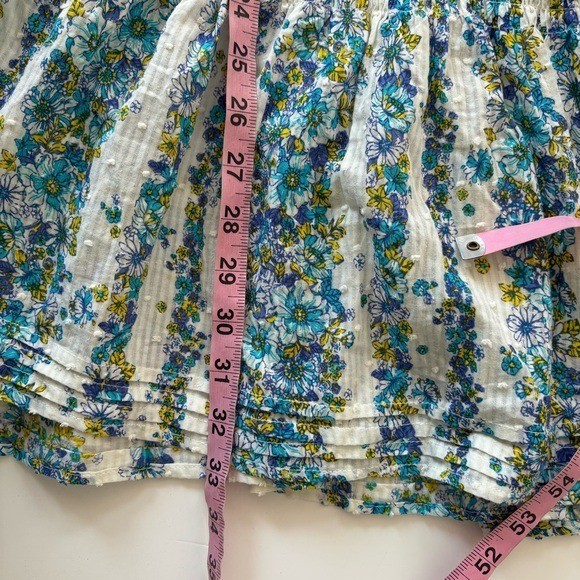 Poupette St. Barth || Aria A-line Mini Dress in Blue Waves Flowers M/L