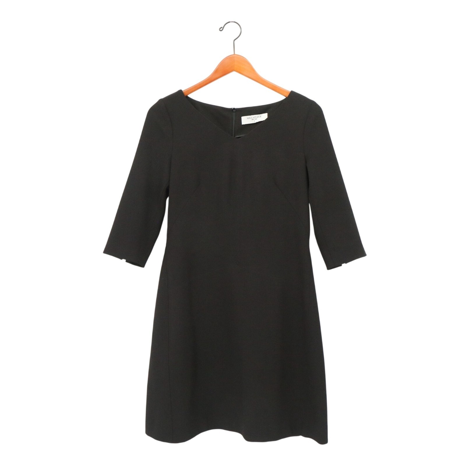 MM LaFleur The Alexandra 2.0 Black A-Line 3/4 Sleeve V-Neck Dress 6