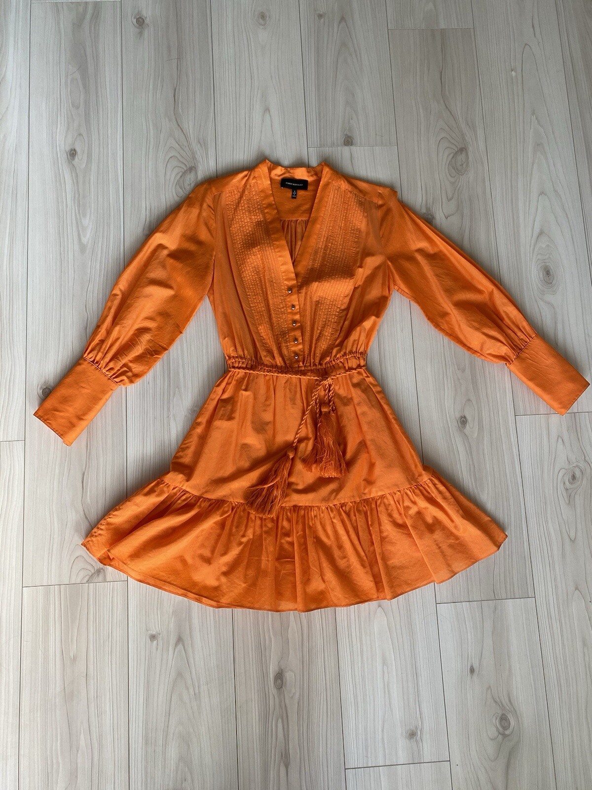 Robert Rodriguez orange cotton/silk short dress with buttons perfect con Size 2