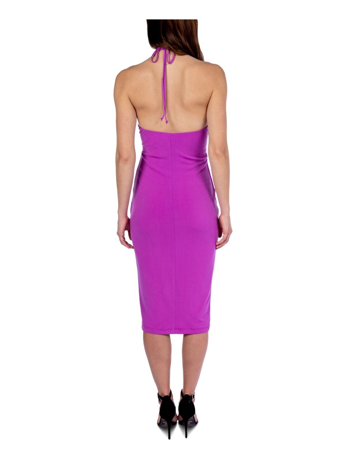 B DARLIN Women’s Purple Tie Lined Open Back Sleeveless Midi Dress Juniors 1516