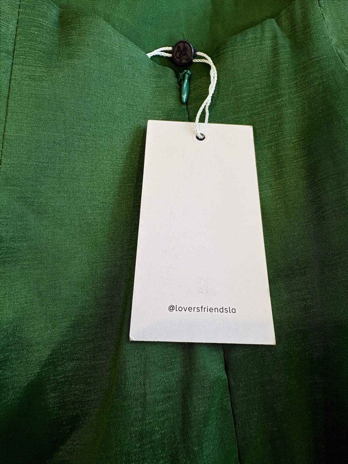 NWT Lovers + Friends Green Satin Halter Mini Dress Old Money Ruffle Sz M Party