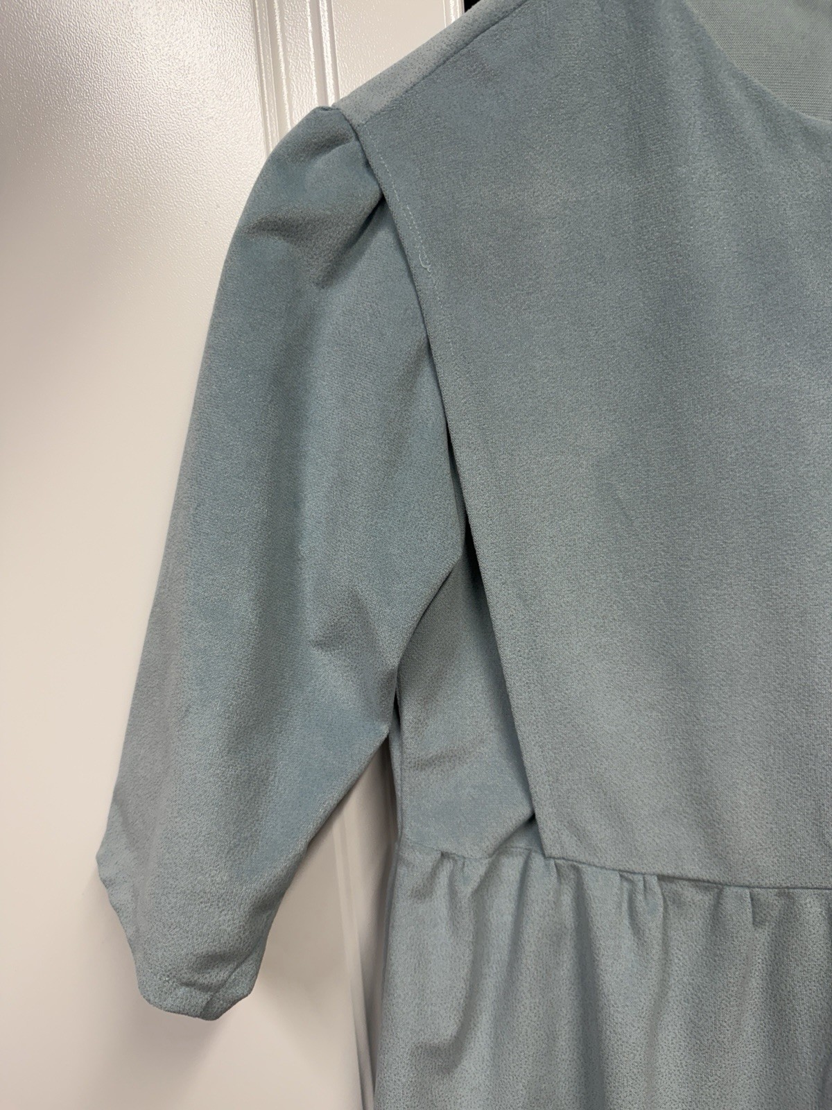 Amish Mennonite Cape Dress 34” Bust 31″ Waist 49″ Length Handmade Pullover Blue