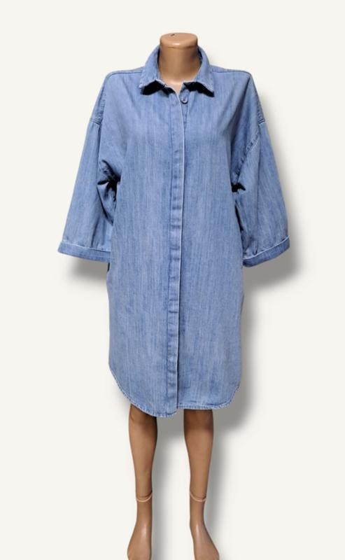 Monki Blue Women’s Stylish Oversized Denim Midi Dress Size XS
