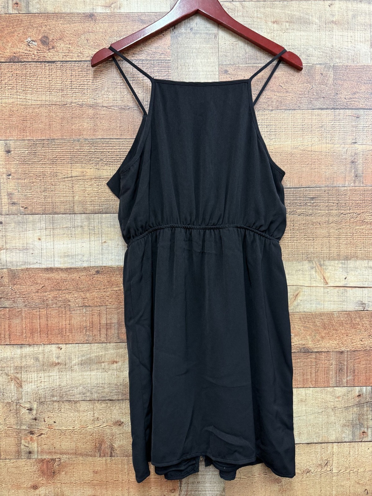Pink Owl Black Zip Front Ruffle Shift Dress Large