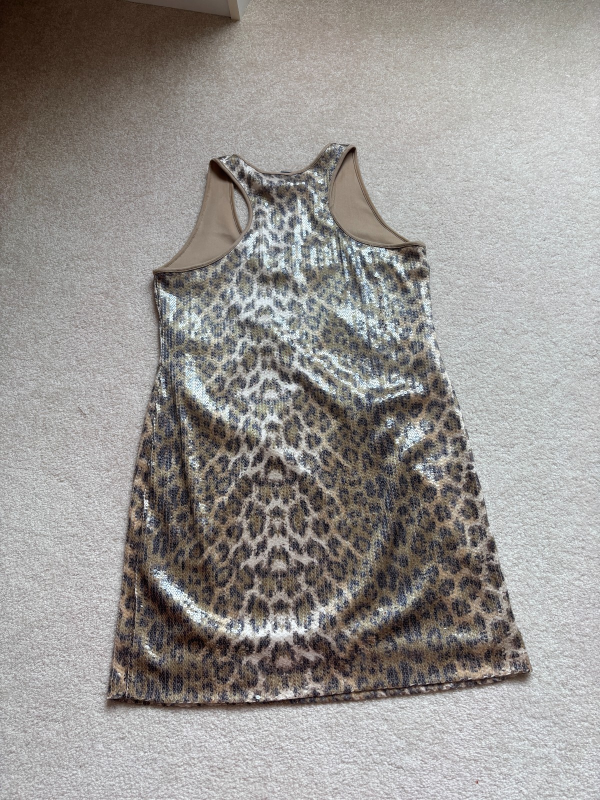 Andrea Behar Boston Proper Leopard Sequin Sleeveless Mini Dress Womens 12