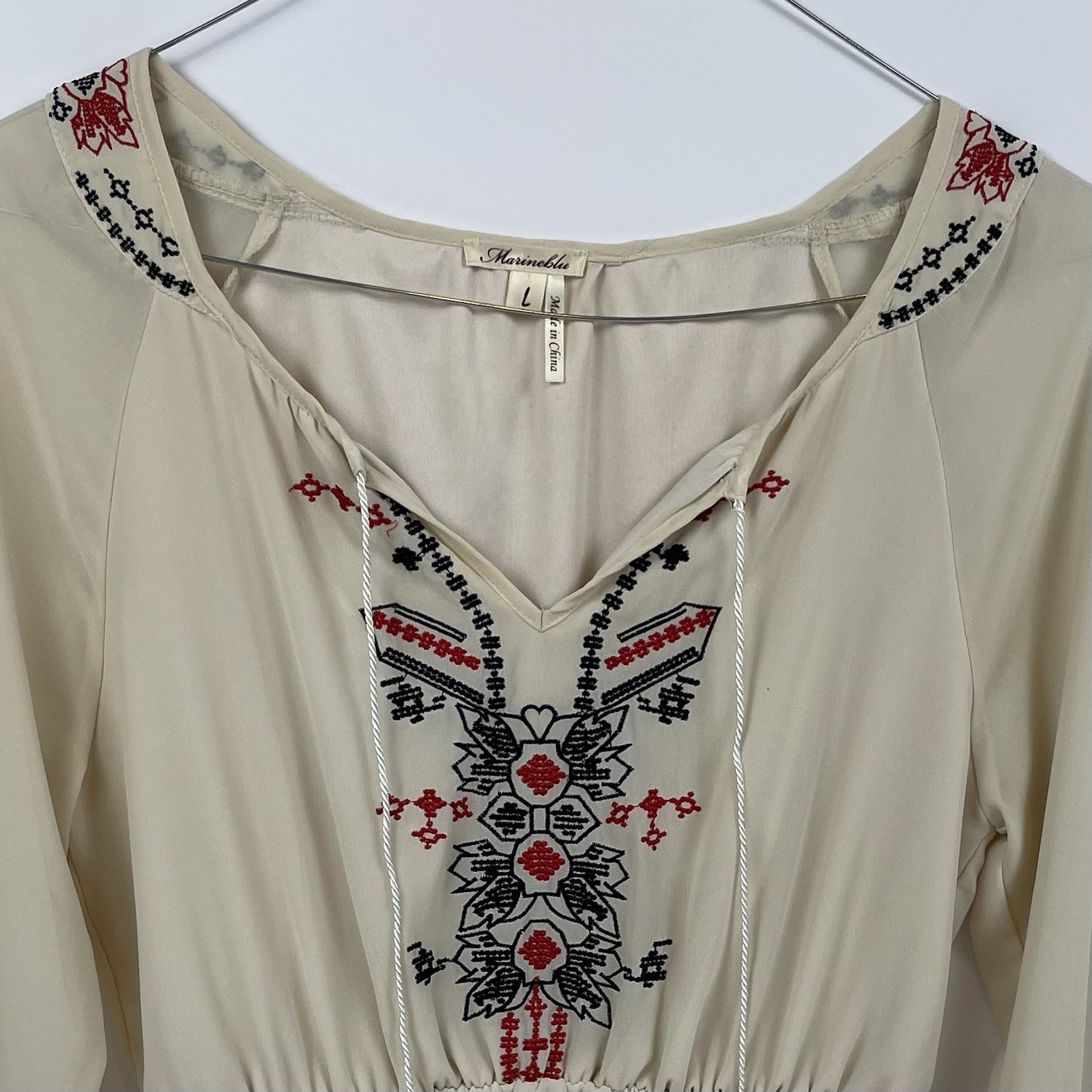 So Cute! Embroidered Flirty Western Flowy Boho Romantic Peasant Dress Women’s L