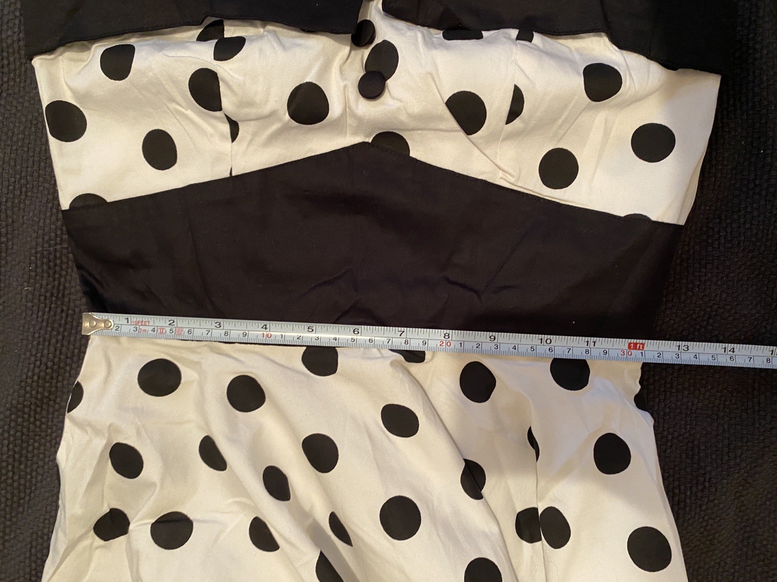 Hell Bunny Off White Black Spotty Cotton 50s Style Dress Size XS Midi