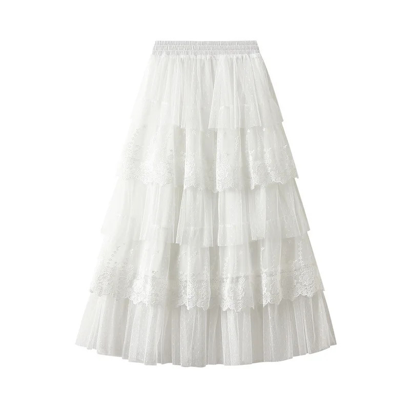 Women’s High Waisted Slimming Sand Cake Skirt, Half Skirt, High-End Feeling Gauz