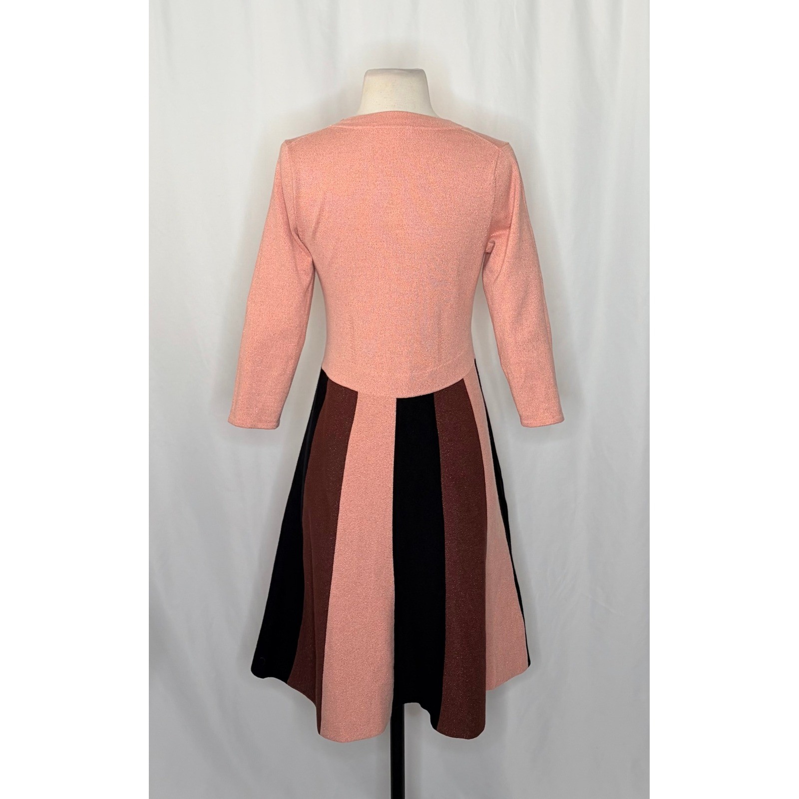 BODEN Rosemary Sparkle Knit Fit N’ Flare Dress Pink Chocolate Brown US Size 6