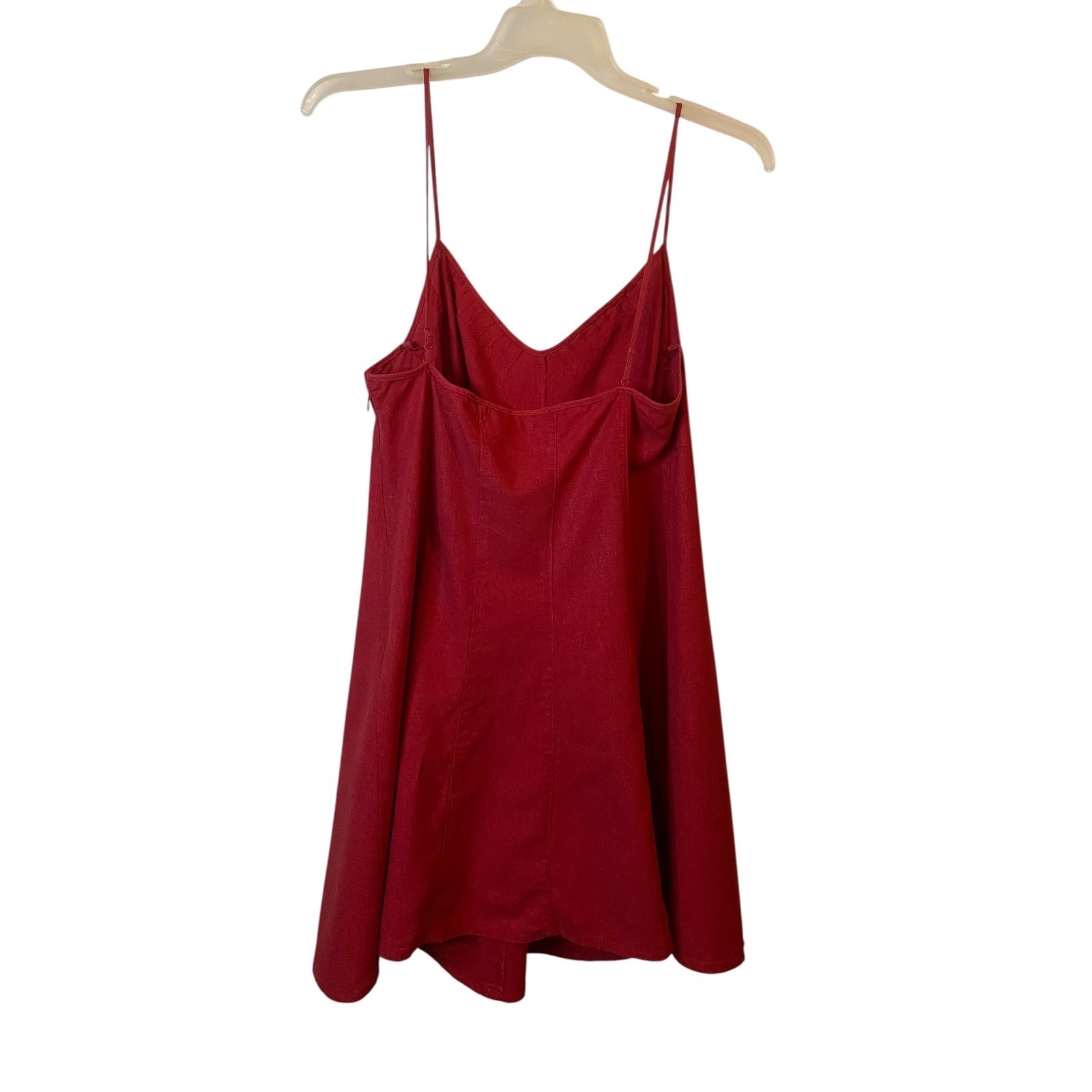 Contact New York Womens Linen Rayon Spaghetti Strap Sundress Red XL