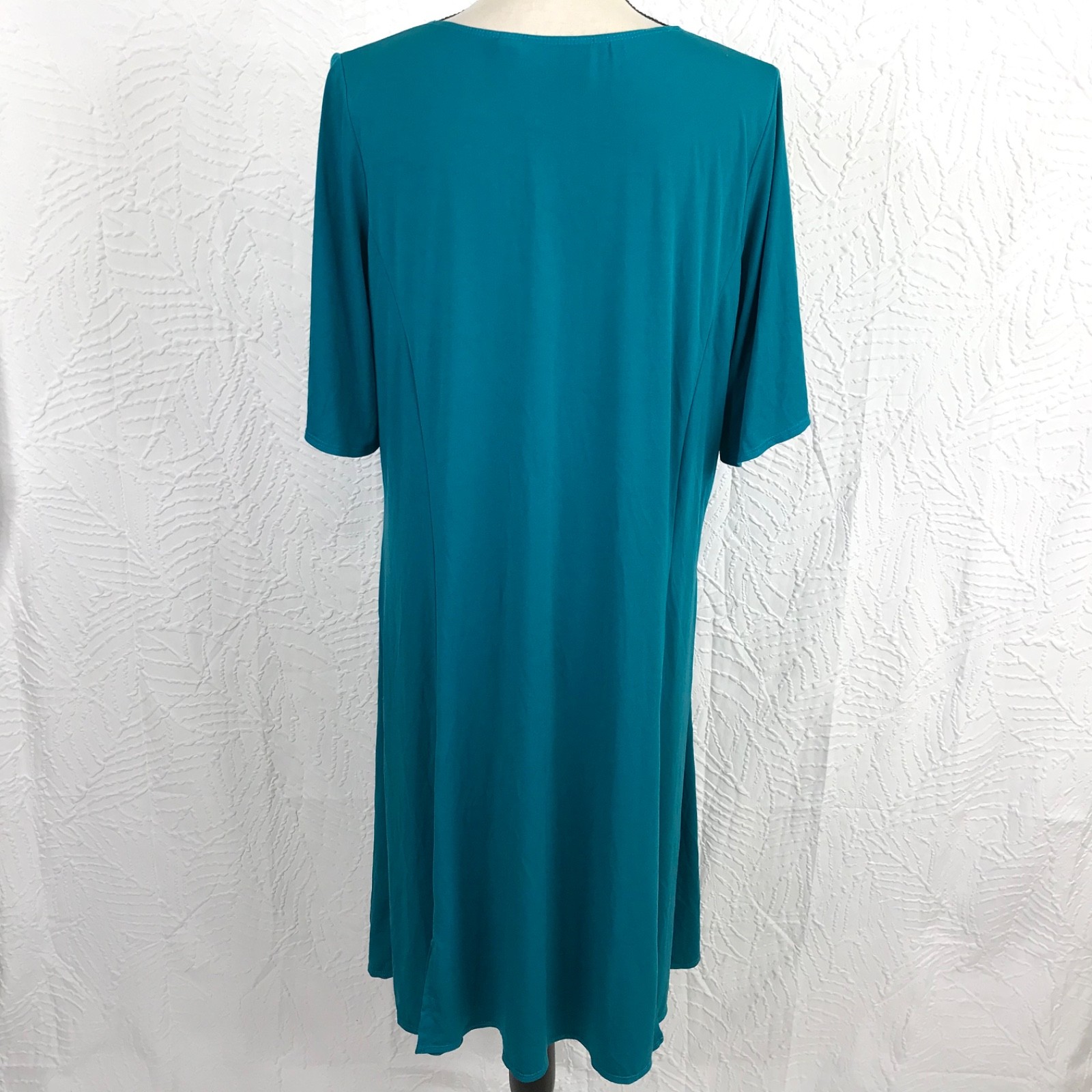 Susan Graver Turquoise Liquid Knit Dress Size L Minimalist Capsule Pullover
