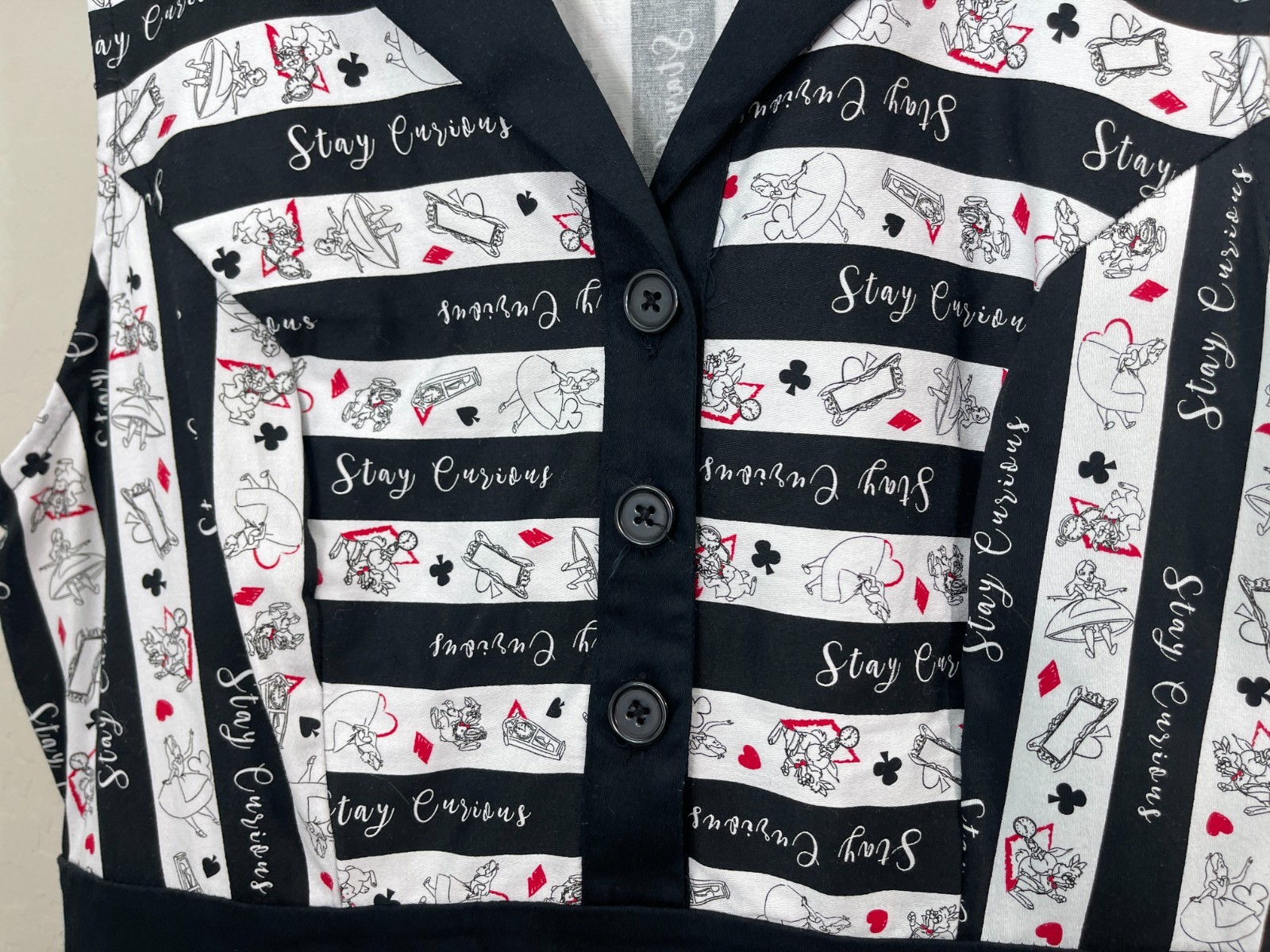 Hot Topic Disney Alice In Wonderland Stay Curious Collared Flare Shirt Dress L