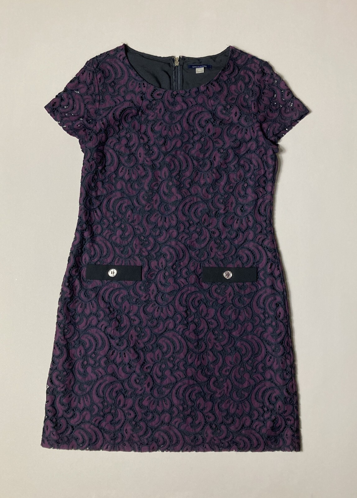 Tommy Hilfiger Orchid Lace Two Pocket Dress in Plum 12 EUC dark academia inv20