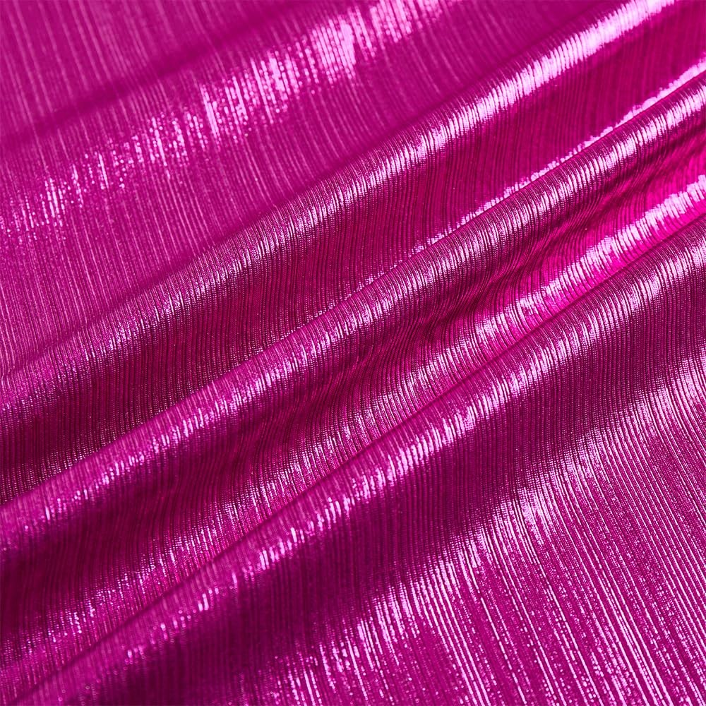 MaiMaiSuan 60″ Wide Shiny Metallic Hot Pink Rib Knit Fabric 5Y Dancing Dress DIY