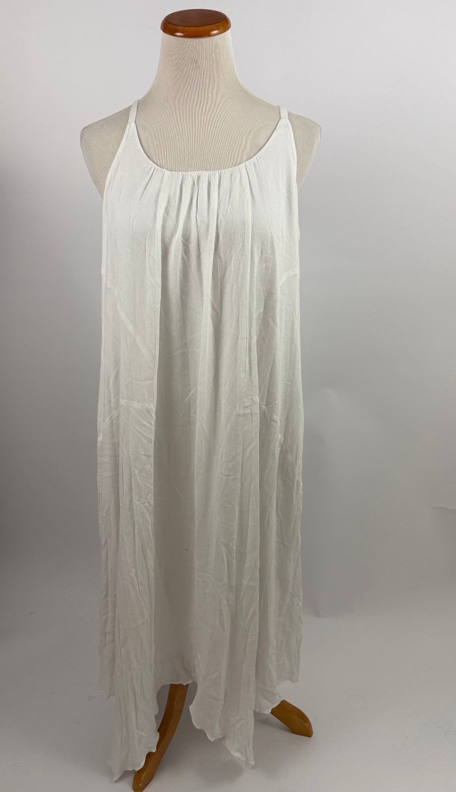 Sundance White assymetrical hem midi sundress tank adjustable straps M