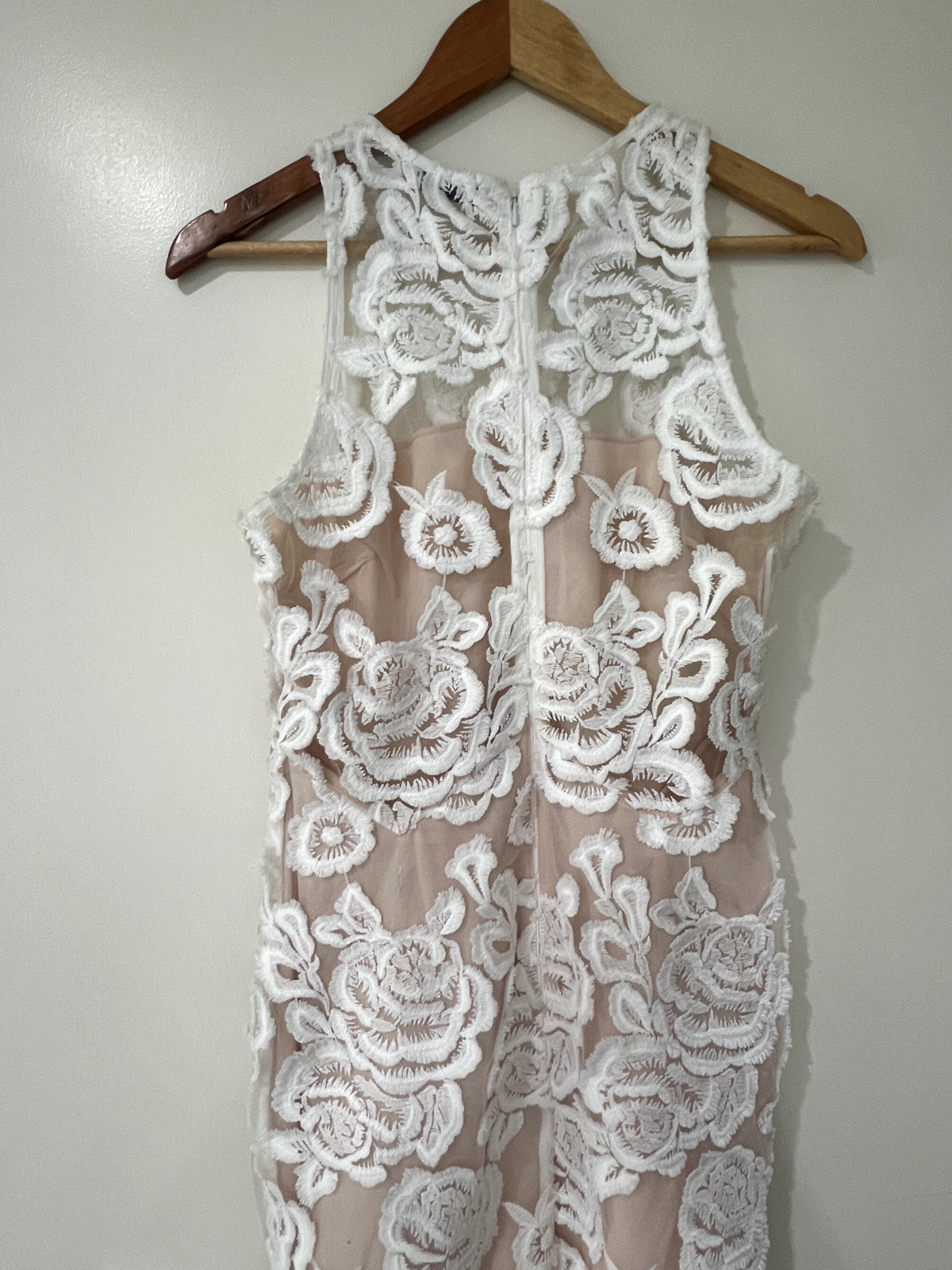 Scanlan Theodore White Sleeveless Rosebud Lace Dress 8 XS
