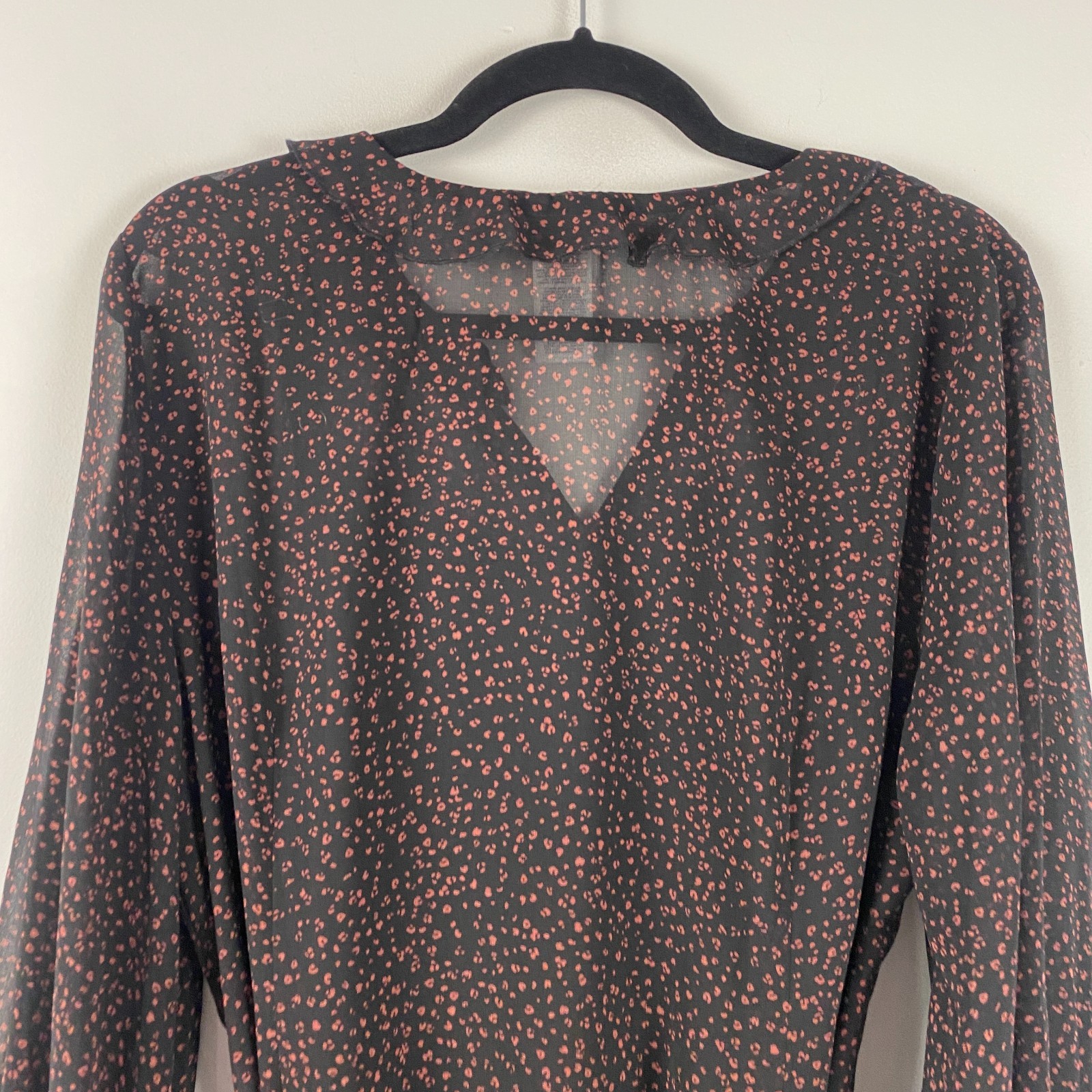 Cabi 4055 Prowl Leopard Print Chiffon Dress Women M Black Red Tie Waist
