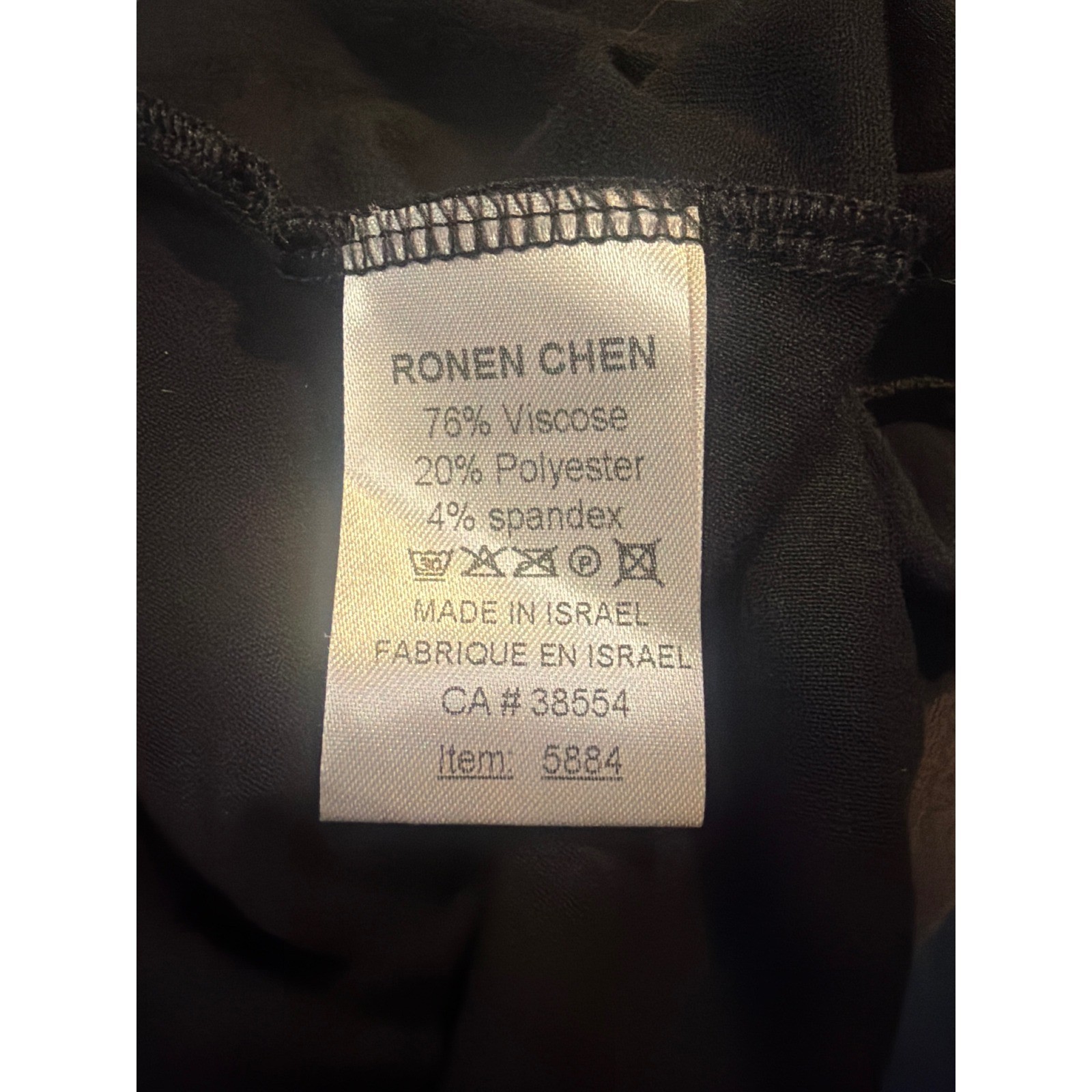 RARE Ronen Chen Israel Stretchy Earth Toned V-Neck Midi Dress Tulip Skirt L