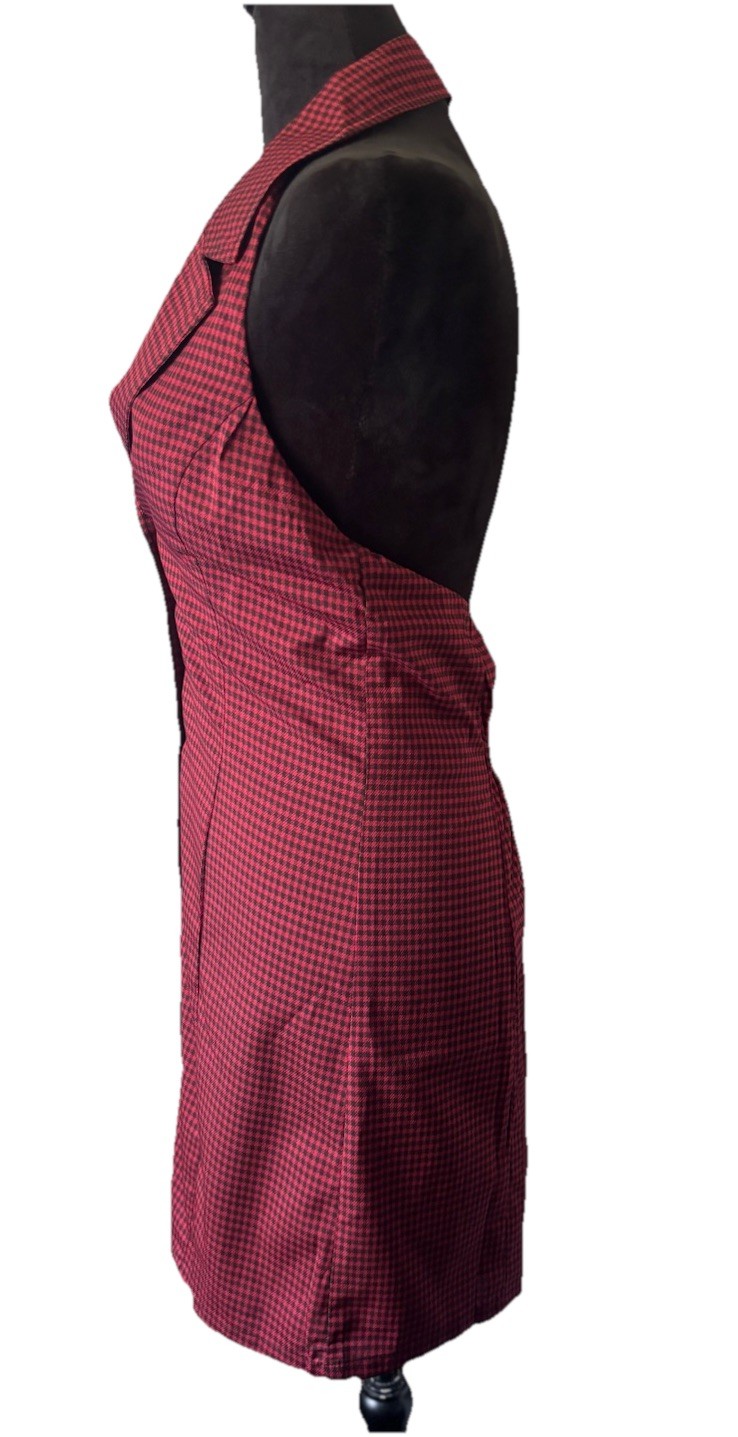 Emory Park VNeck Halter Short Mini Checkered Backless dress Womens MED NEW Y2k
