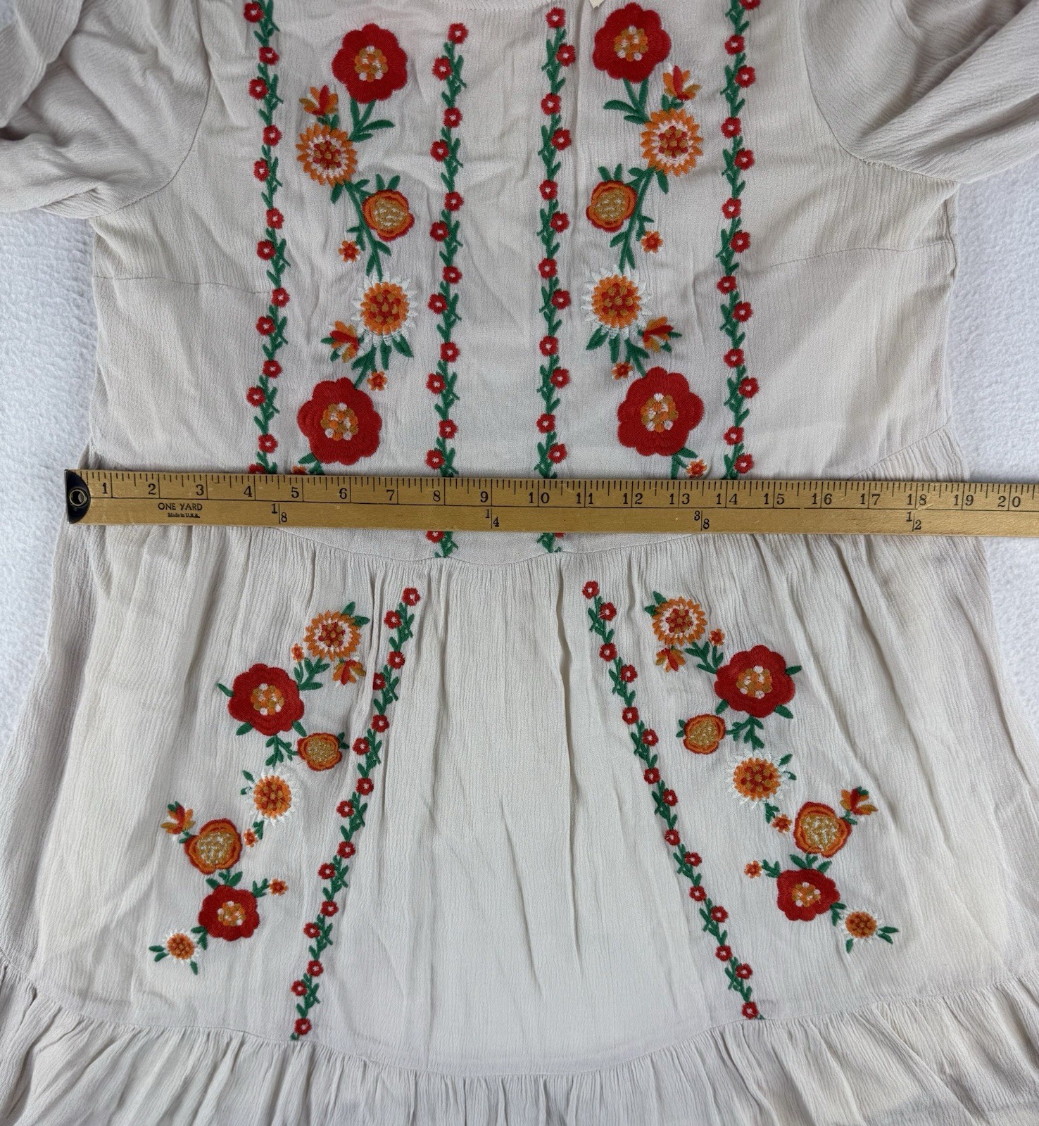 Savanna Jane Floral Embroidered Mini Dress Women’s Medium Ivory Babydoll Tunic
