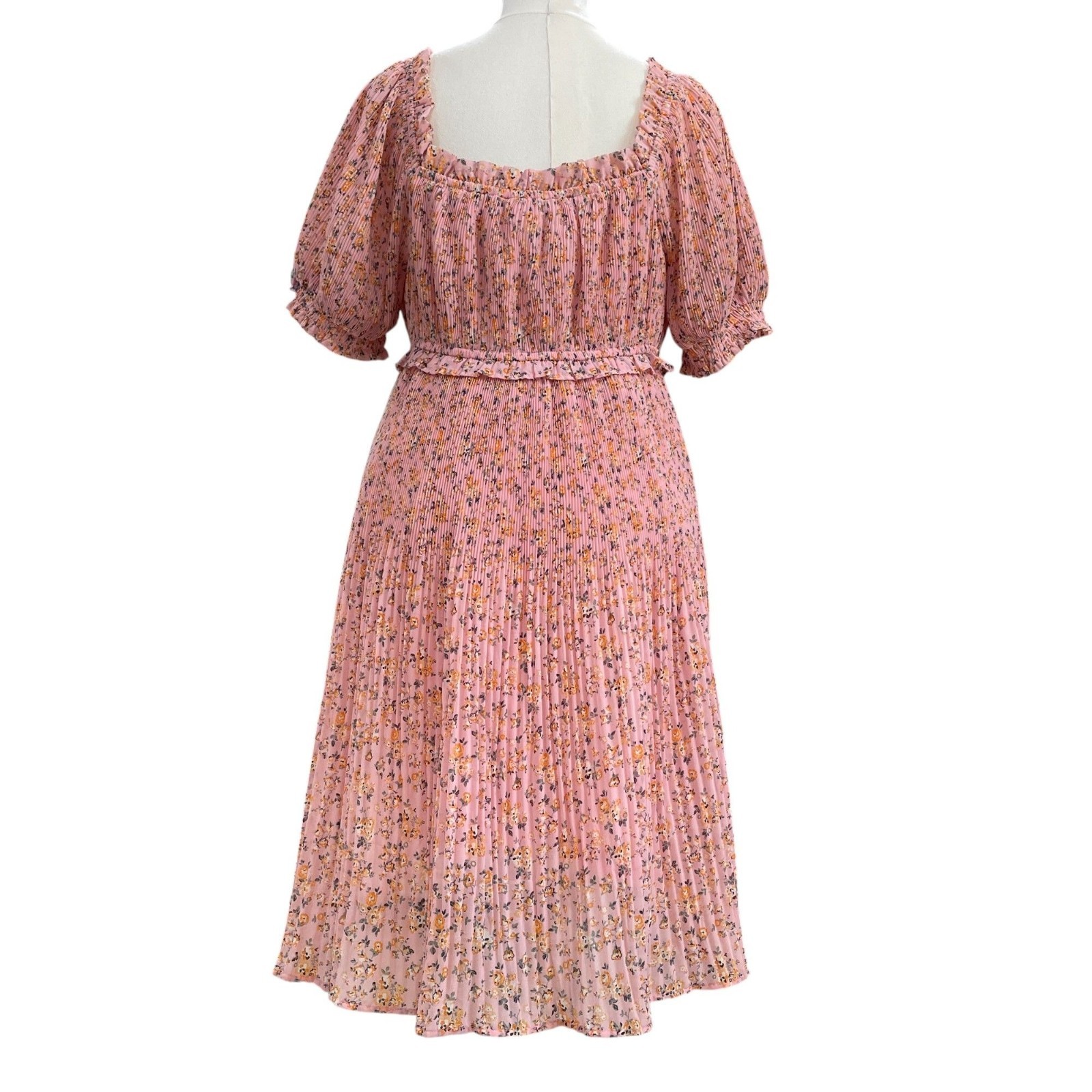 Beyond Words Pink Floral Puff Sleeve Cottagecore Spring Summer Dress XL