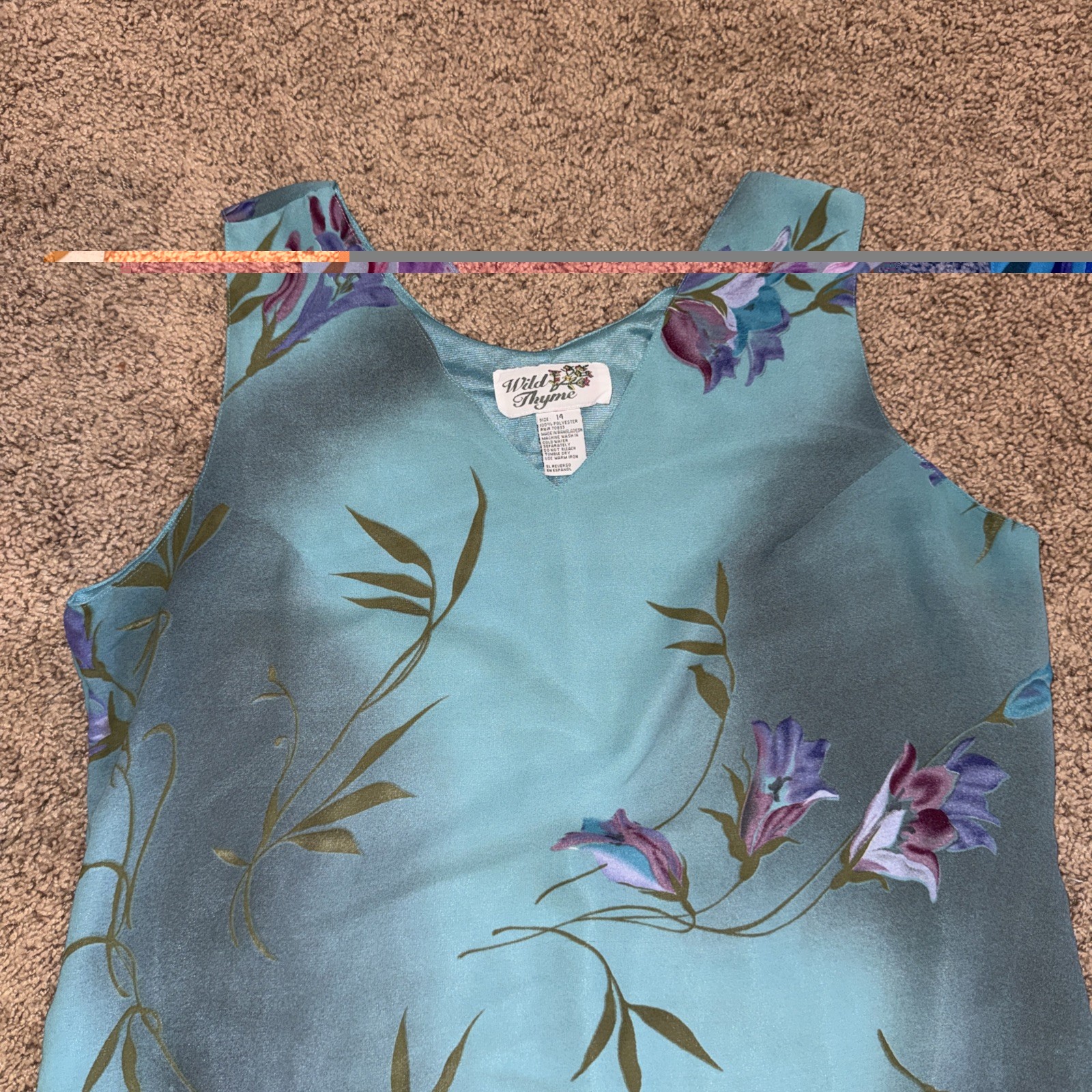 Vintage Size 14 Wild Thyme Dress Women’s Lined Floral Chiffon