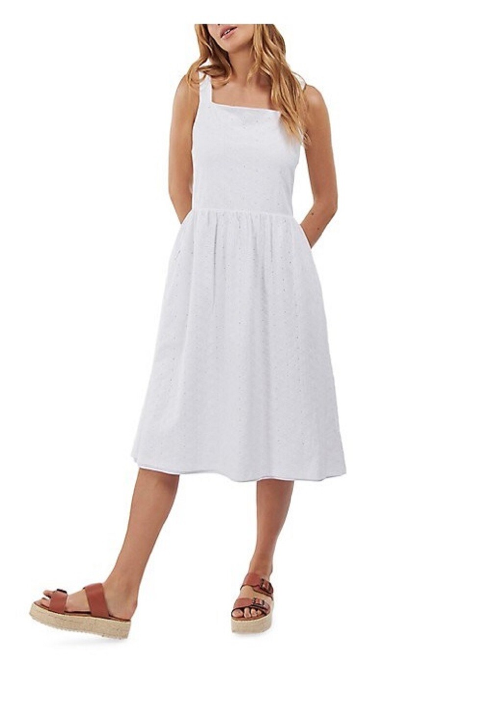NWT Barbour Hopewell Eyelet Midi Fit & Flare Dress White – 6, 12