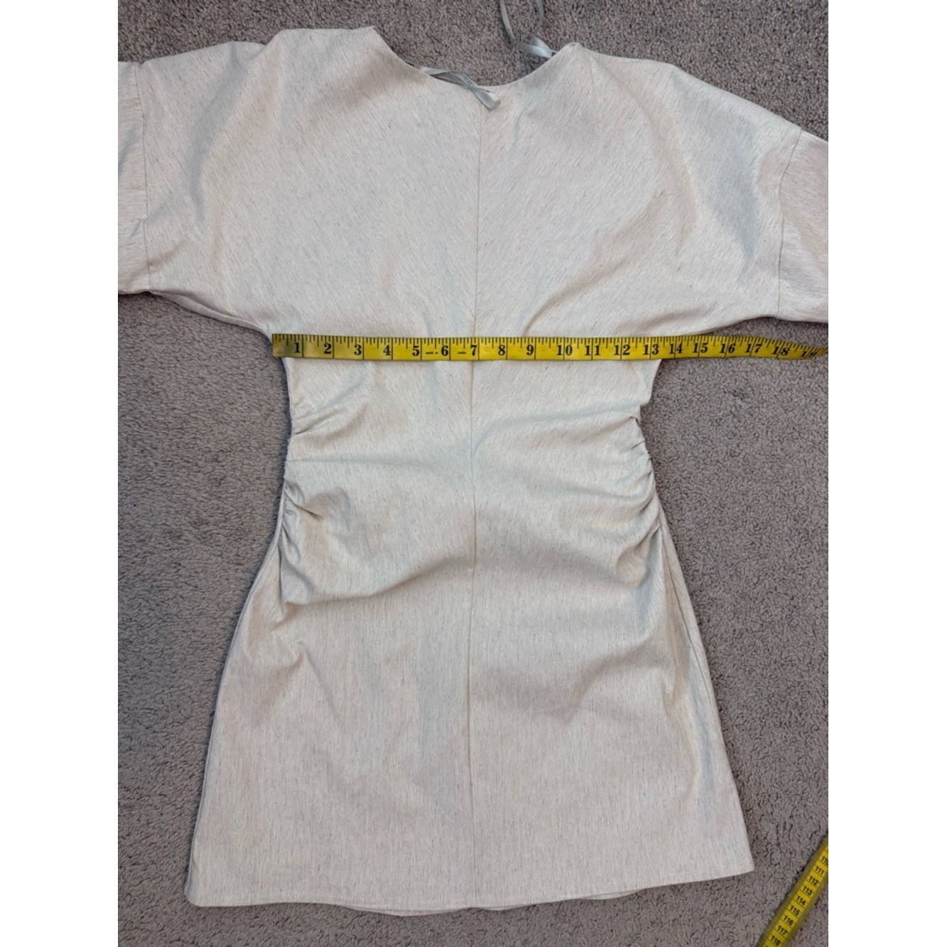 ASOS Design Bengaline Open Back Mini Dress Oatmeal 4