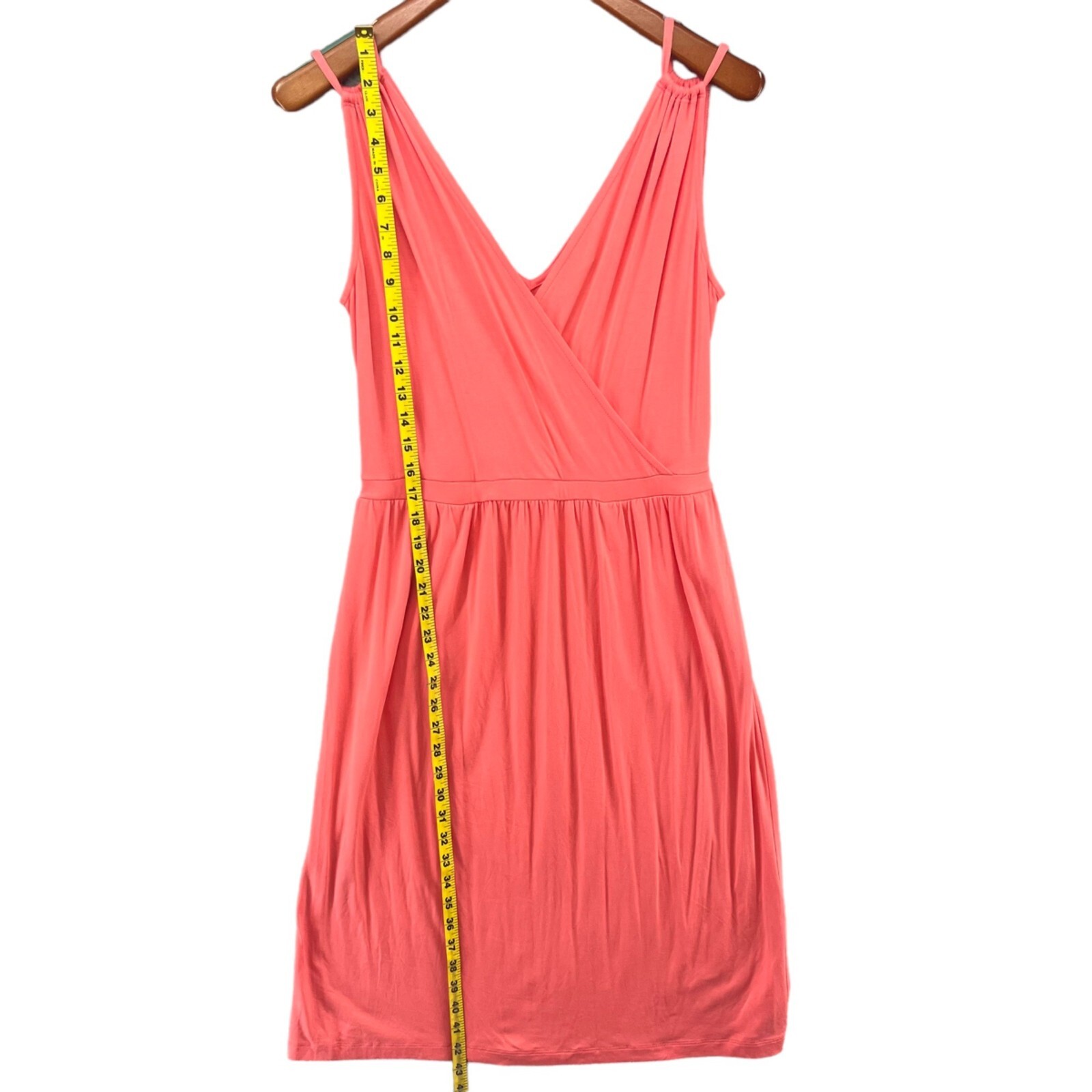 Banana Republic Goddess Dress Light Coral Cross Front Sleeveless Faux Wrap Sz M
