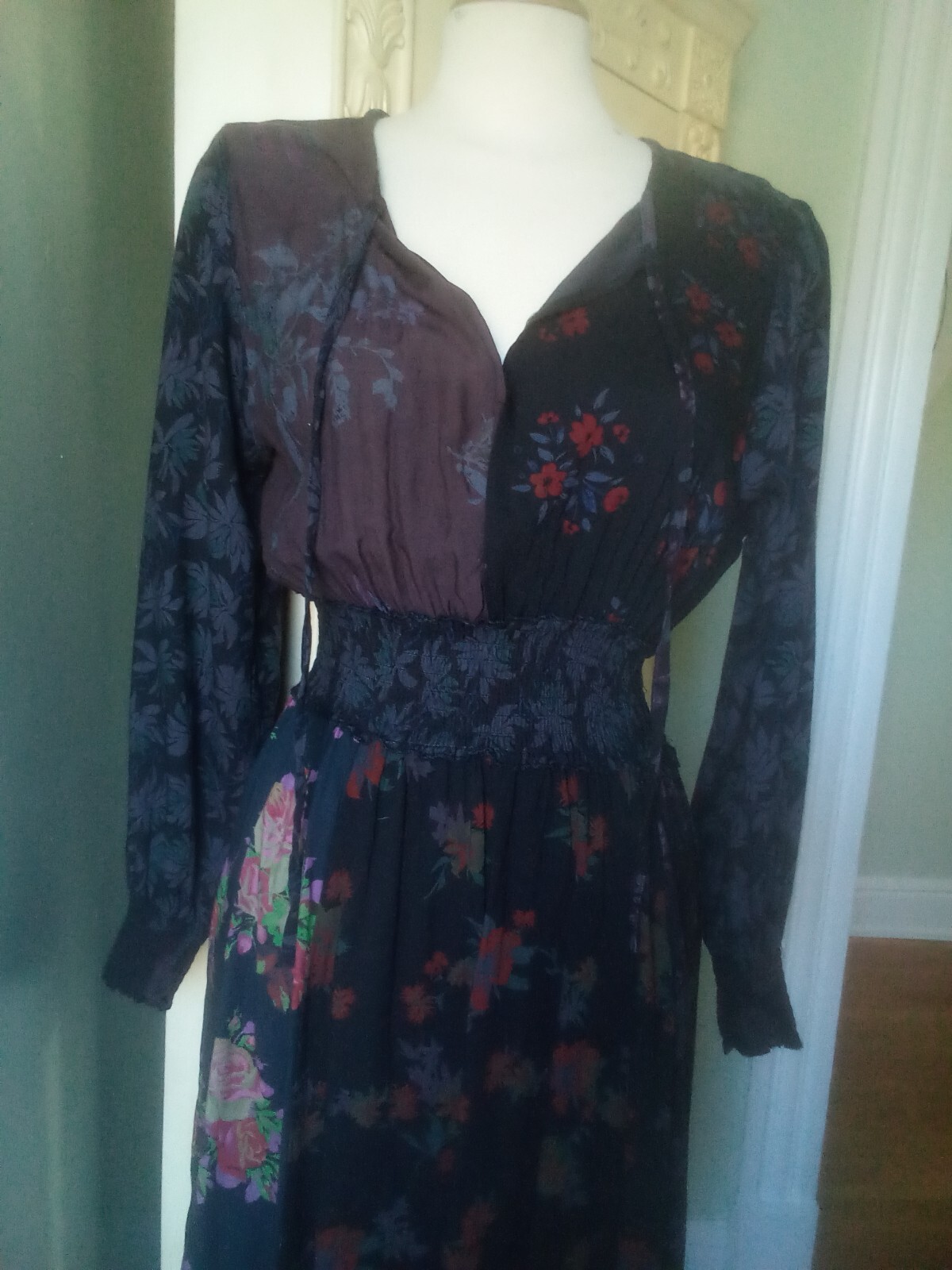 Sacred Threads Floral Black Dress S/M