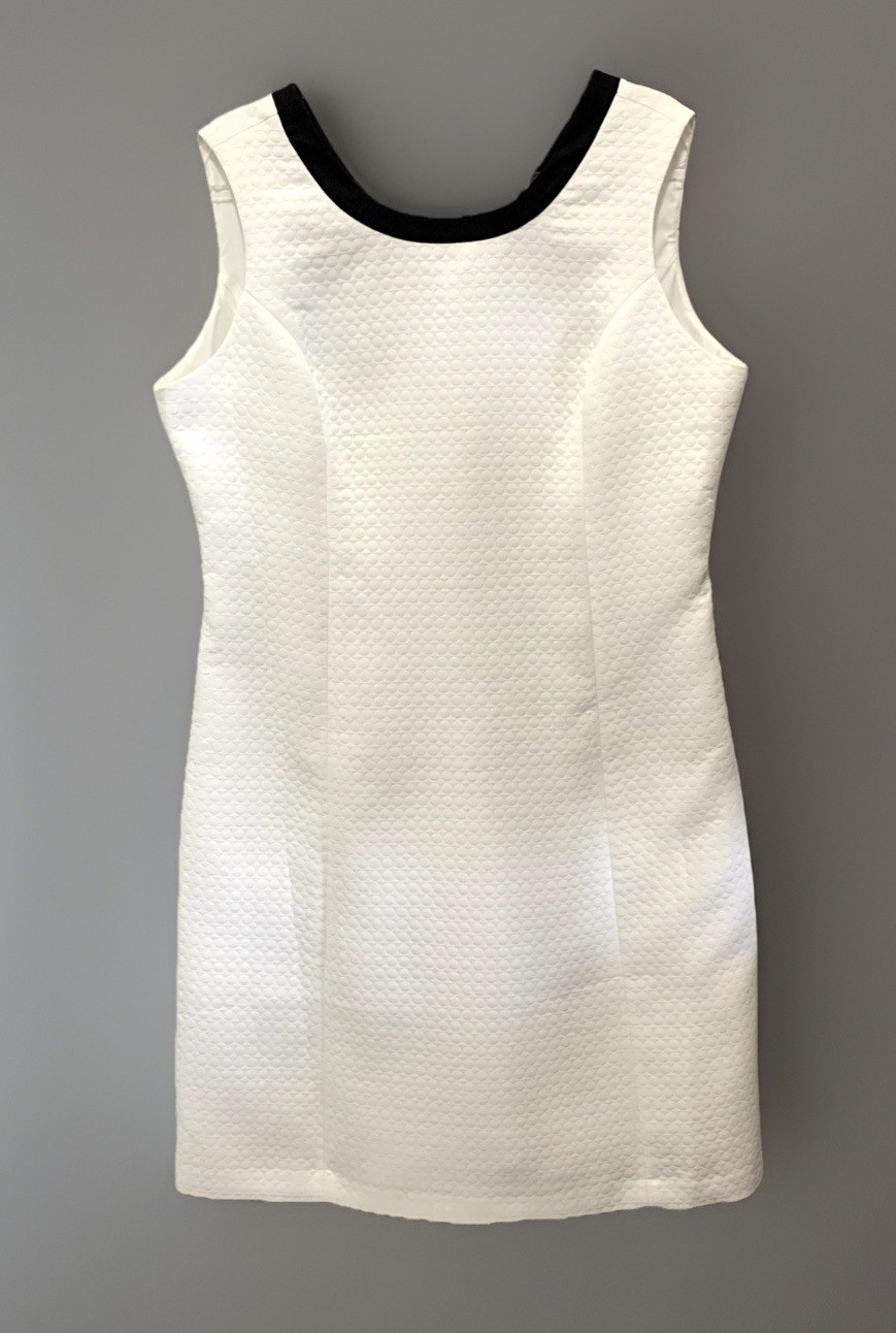 Jones New York White Quilted Sheath Dress Classic Sleeveless Lined Zip, 16 NWT!