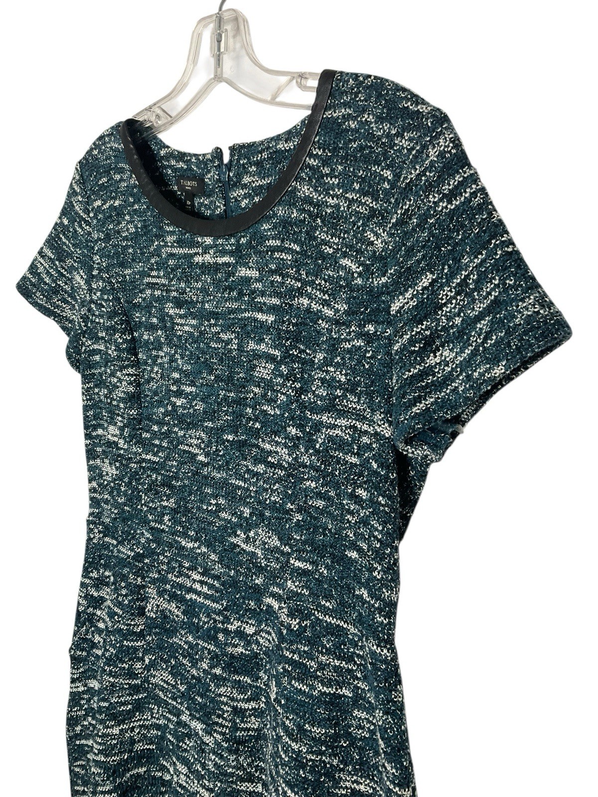 Talbots Marled Knit Sweater Dress Knee-Length Teal Size Womens Petite 10