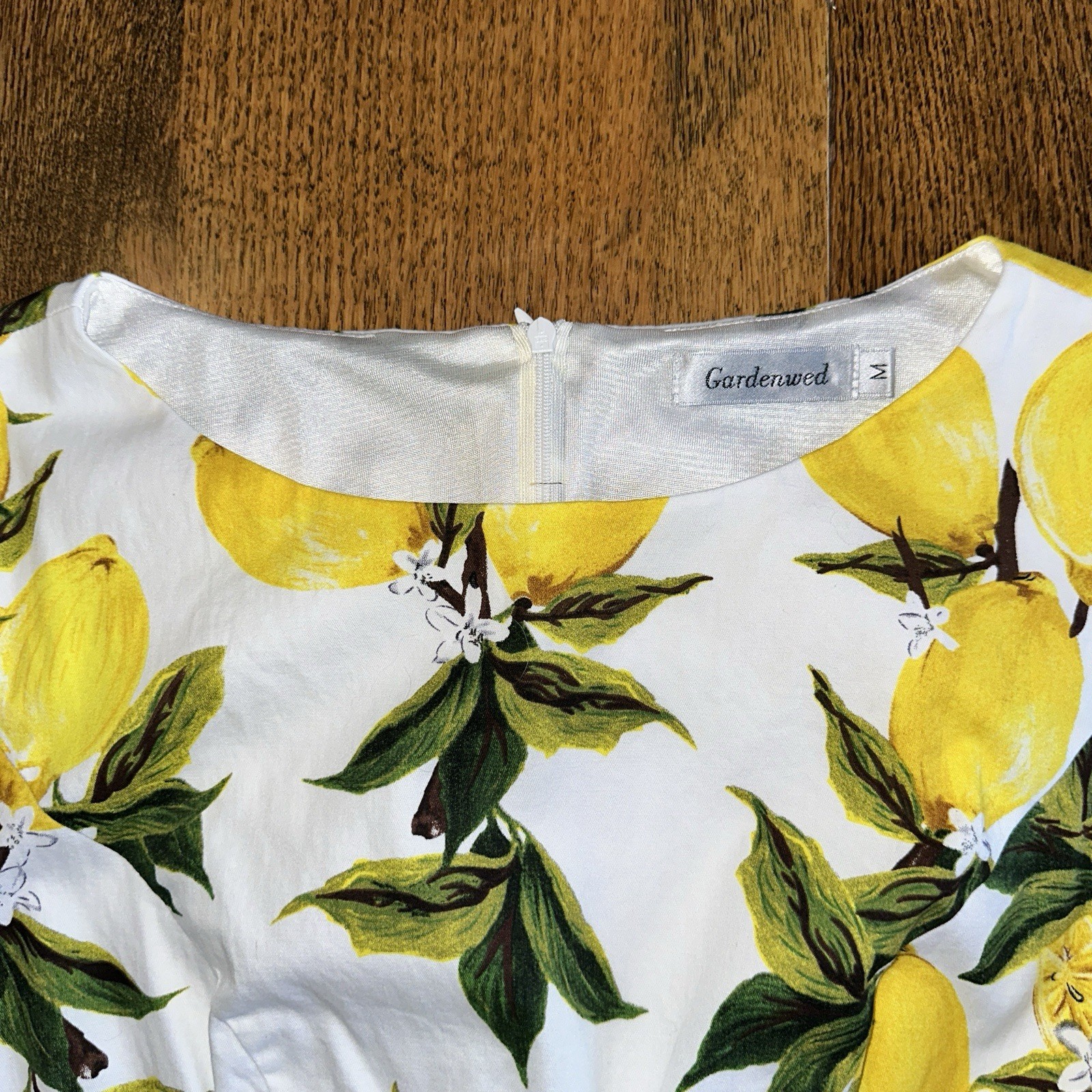 Retro Lemon Dress Medium Euro Summer Cottagecore Romantic Fit Flare Gardenwed