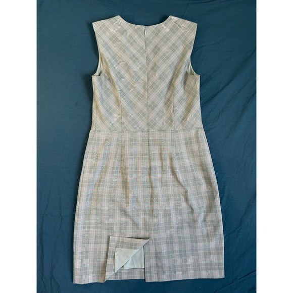 Ann Taylor Grey Plaid Faux Wrap Sheath Dress Sleeveless Professional Size 12