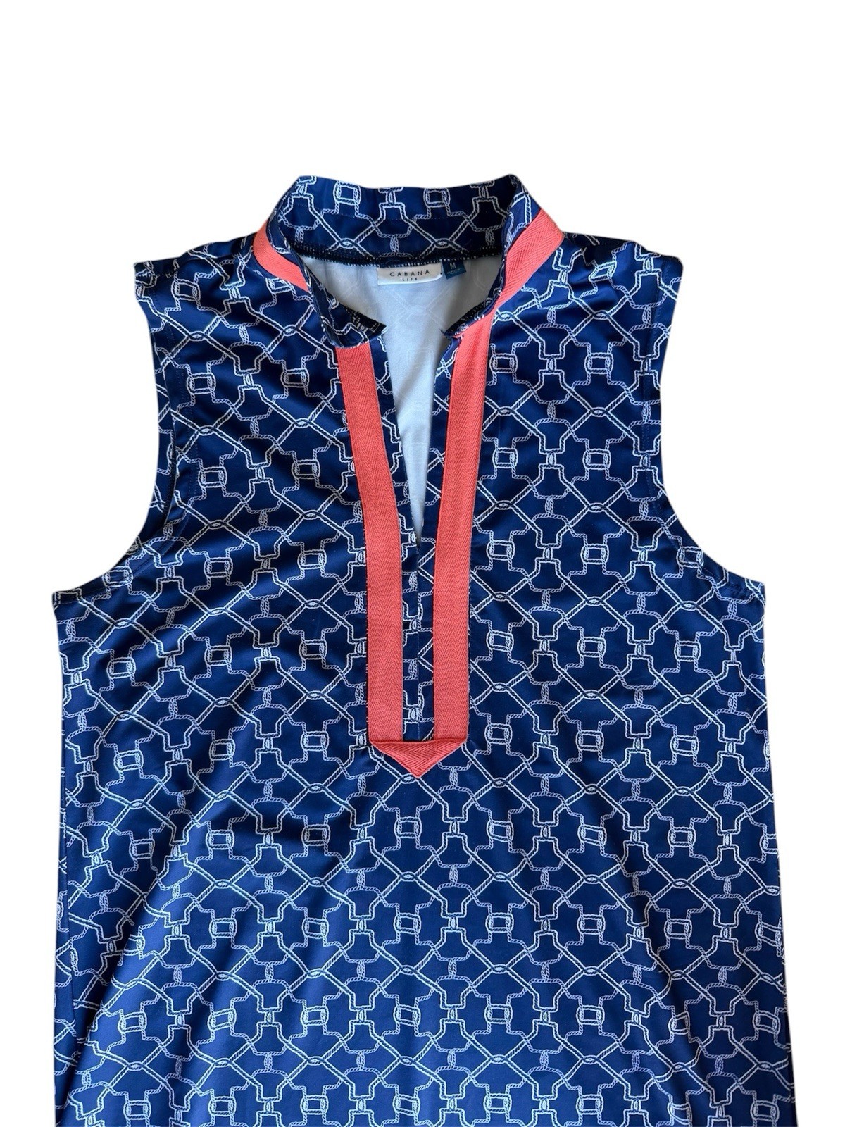Cabana Life Blue Maxi Dress Size Medium Geometric Beach Resort UPF 50+ Summer