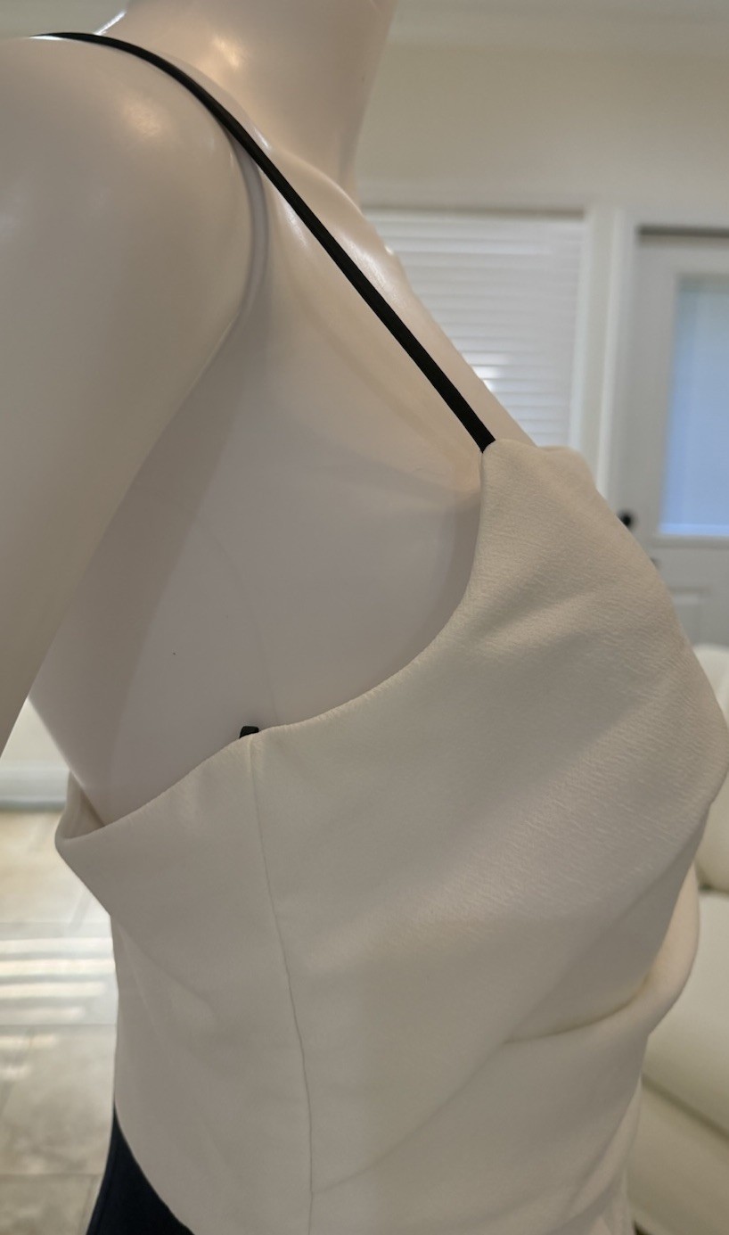 ABS Allen Schwartz White/Navy Strap Colorblock Peplum Mini Dress Size10