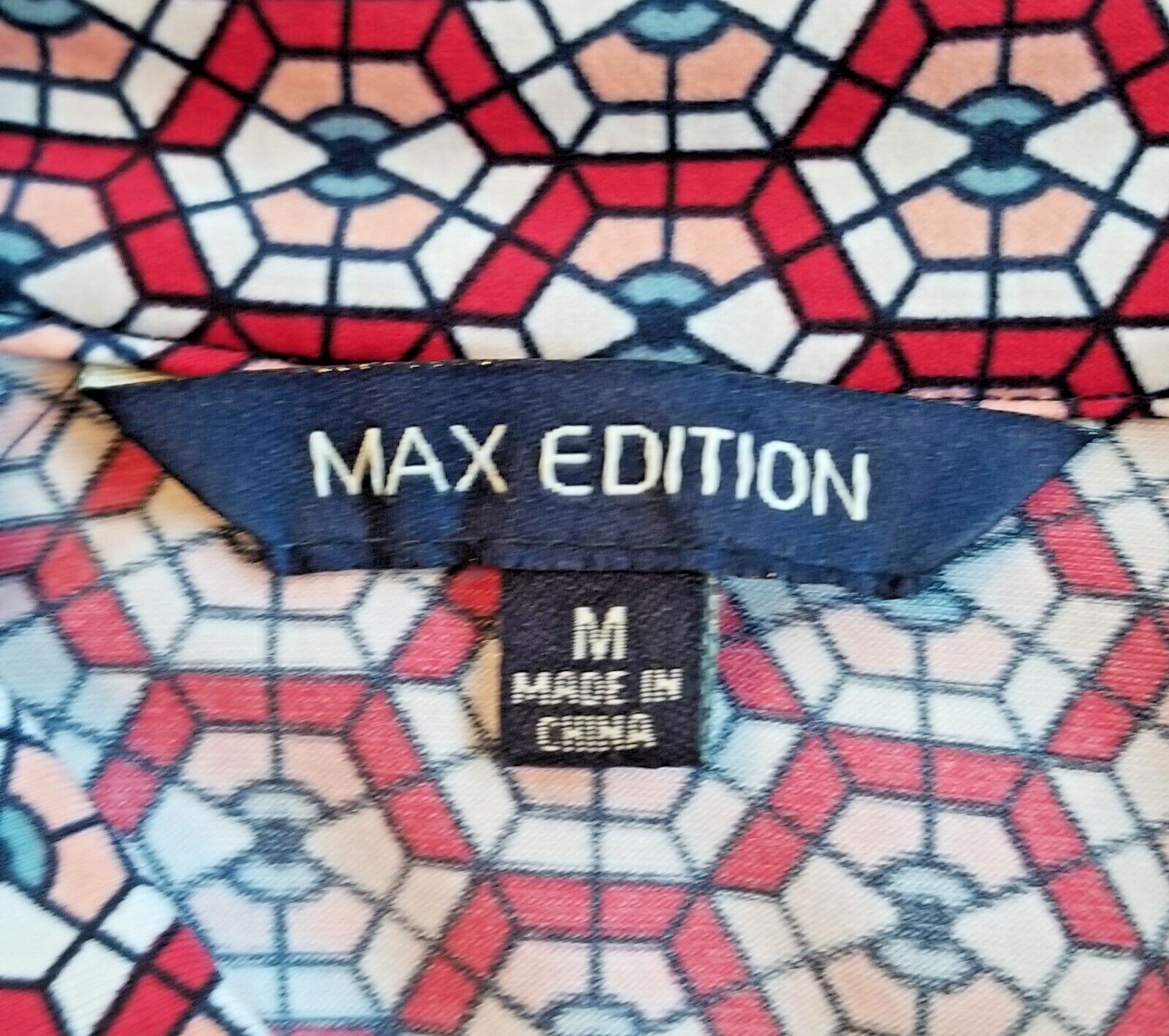 MAX EDITION Multicolor Print Shirt Dress 3/4 Sleeve Belted Career Office Size M