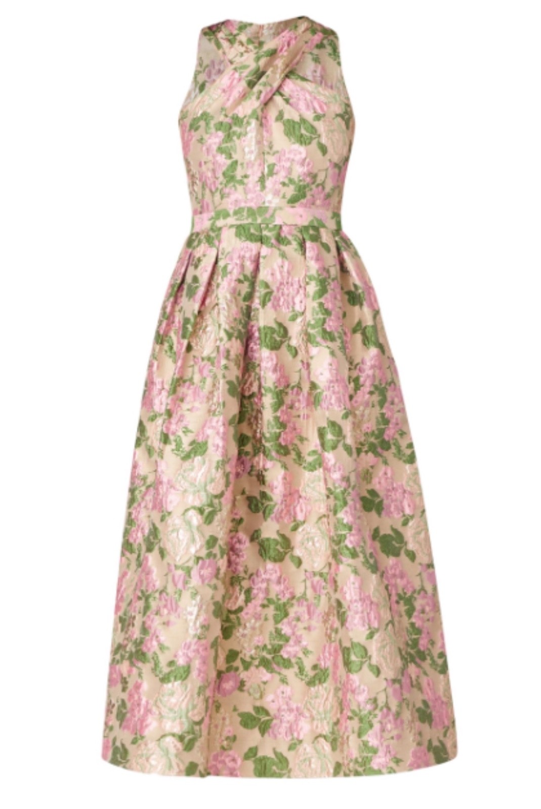 Shoshanna Ivanna Floral Sleeveless Midi-Dress 6 Champange Blush Size 6