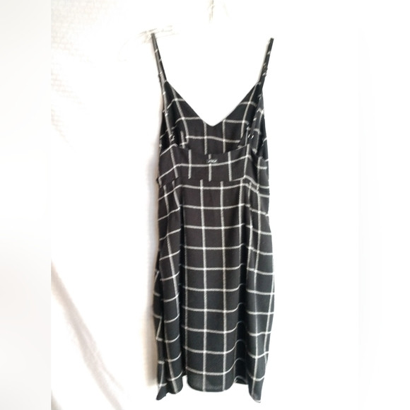 Lira Mini Dress Black White Check Faux Knot Wrap Front Size Small Chest 28″